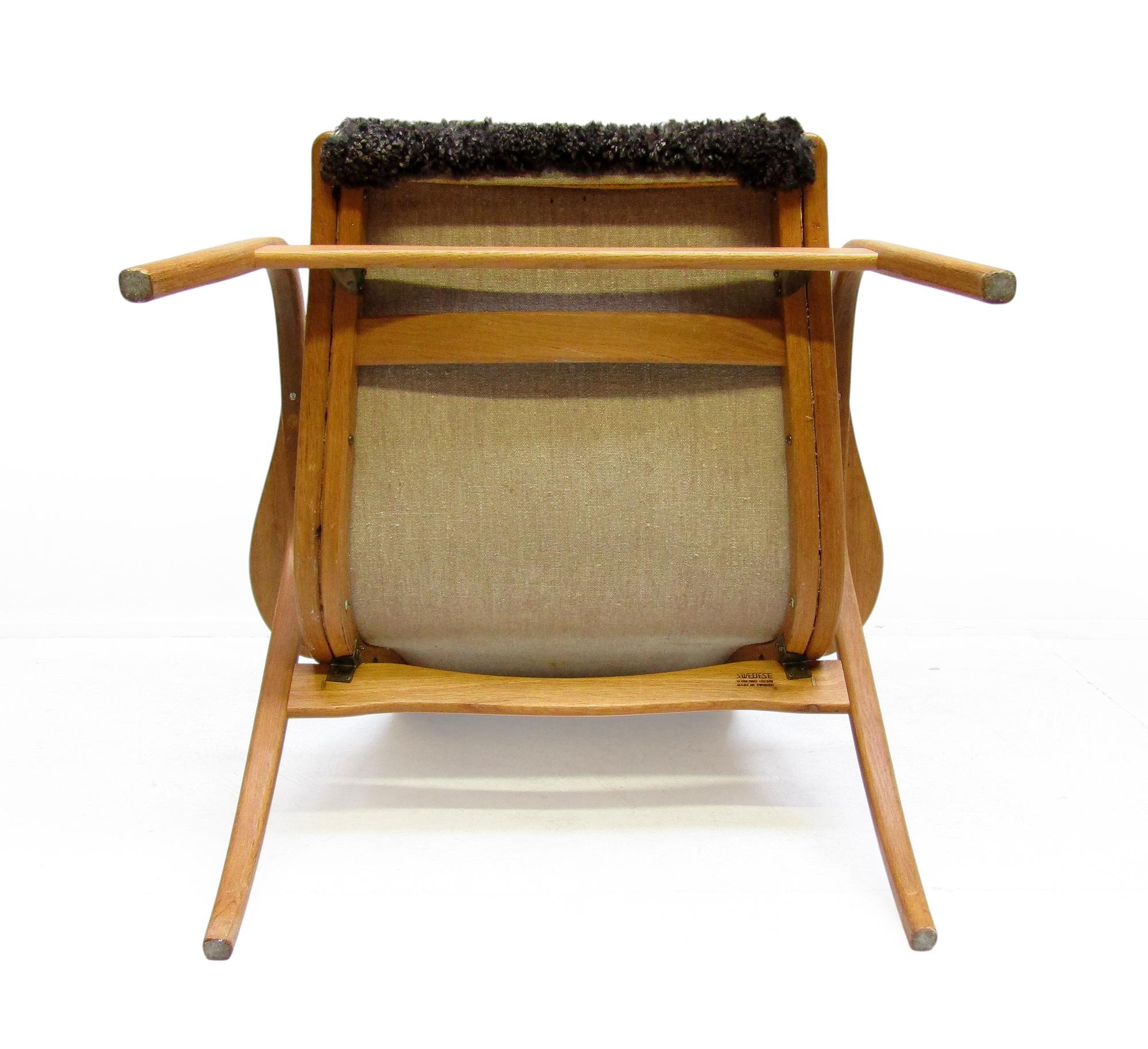 1970s Swedish Lamino Chair & Ottoman in Sheepskin by Yngve Ekstrom for Swedese For Sale 8