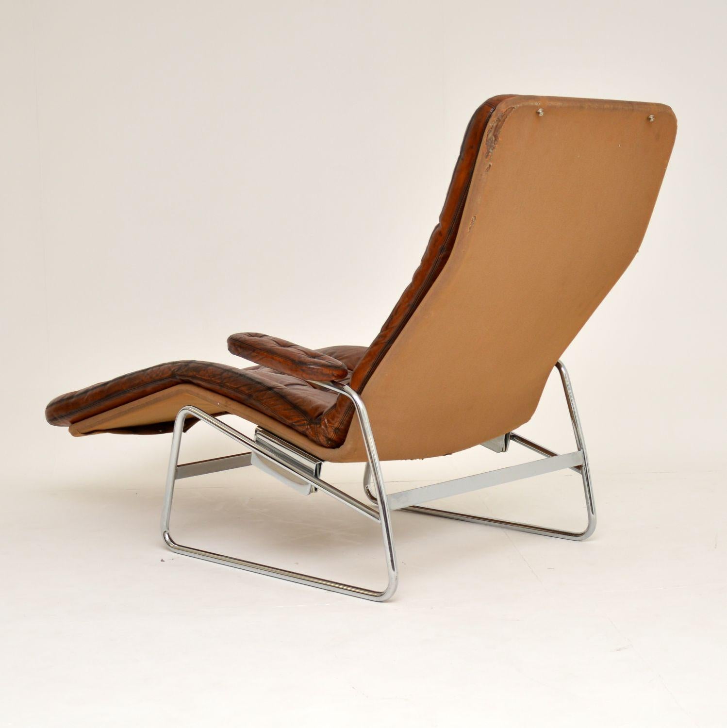 1970s Swedish Leather Chaise by Sam Larsson for DUX 1