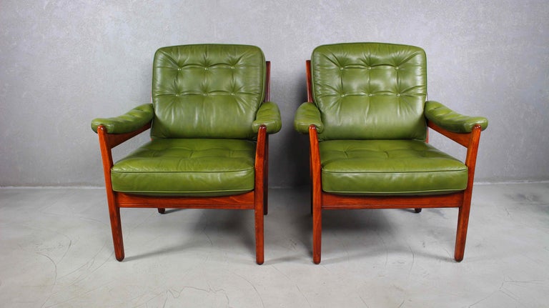 Scandinavian Modern 1970s Swedish Leather Lounge Chairs by Gote Mobler