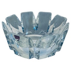 1970s Swedish Orrefors Crystal Glass "Corona" Bowl by Lars Hellsten No 4384-131