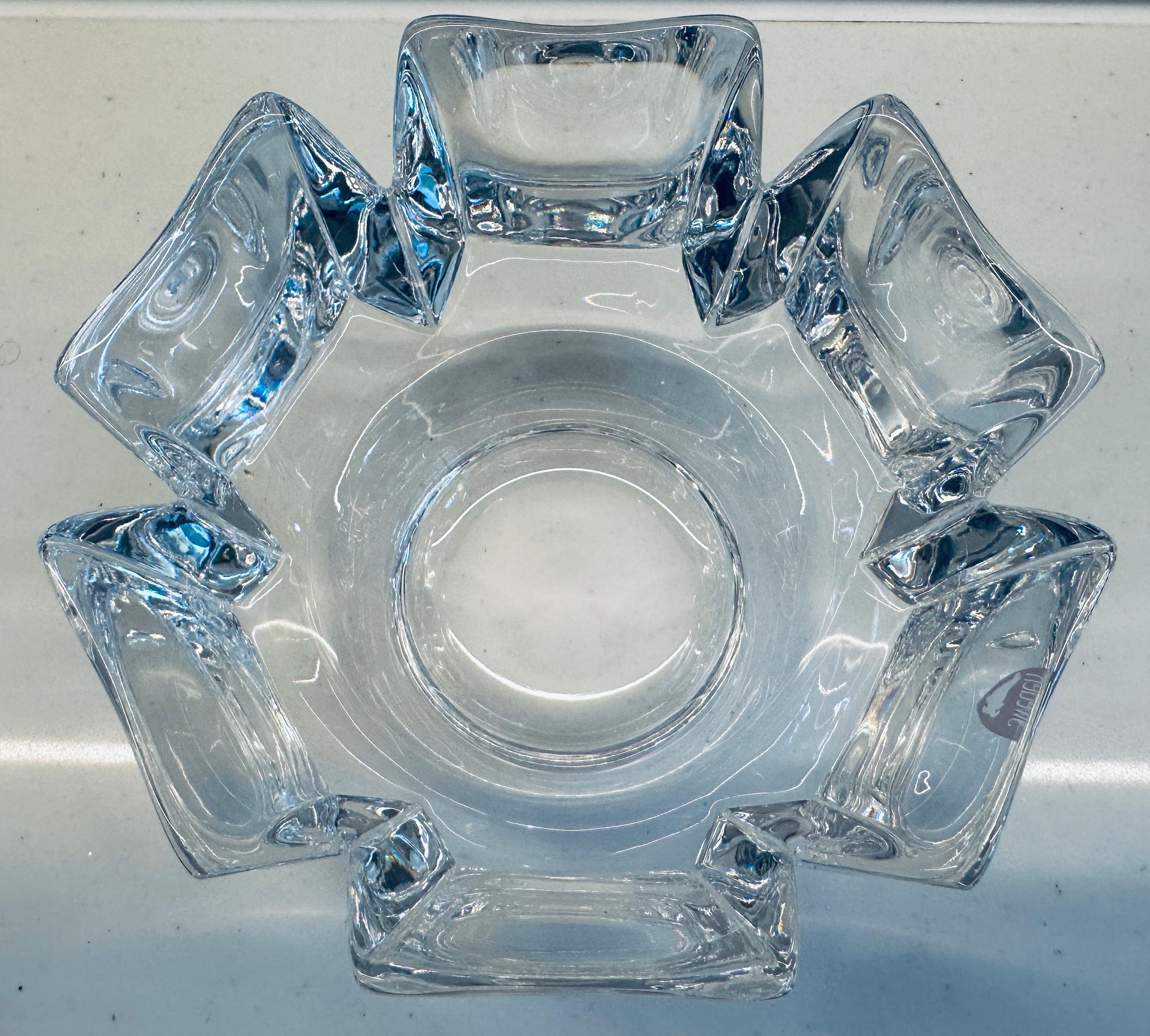 1970 Swedish Orrefors Crystal Glass Corona Bowl by Lars Hellsten No 4884-121 en vente 5