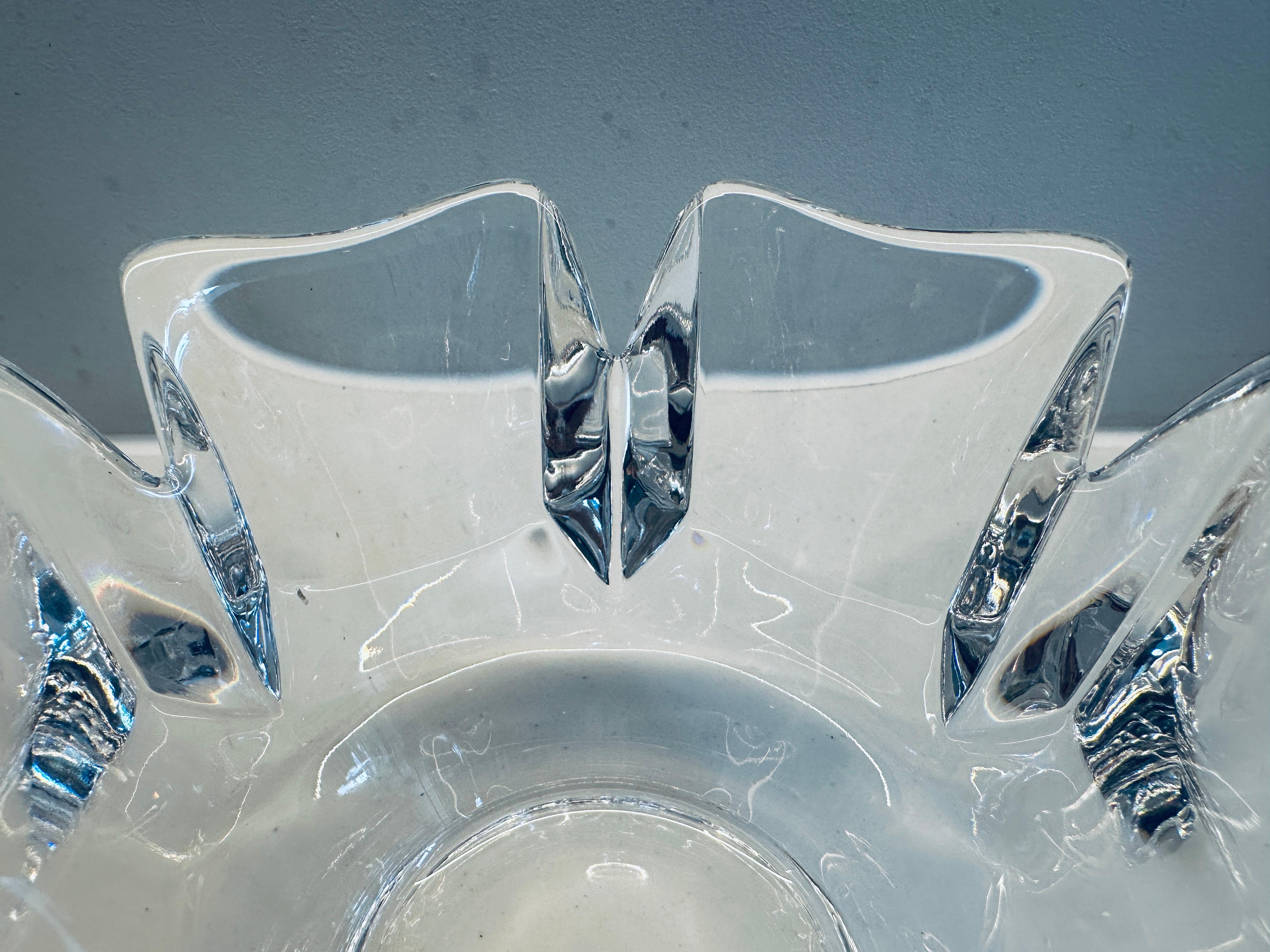 1970 Swedish Orrefors Crystal Glass Corona Bowl by Lars Hellsten No 4884-121 en vente 9