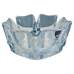 1970 Swedish Orrefors Crystal Glass Corona Bowl by Lars Hellsten No 4884-121