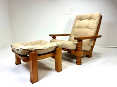 1970er Stuhl und Ottomane aus schwedischer Kiefer