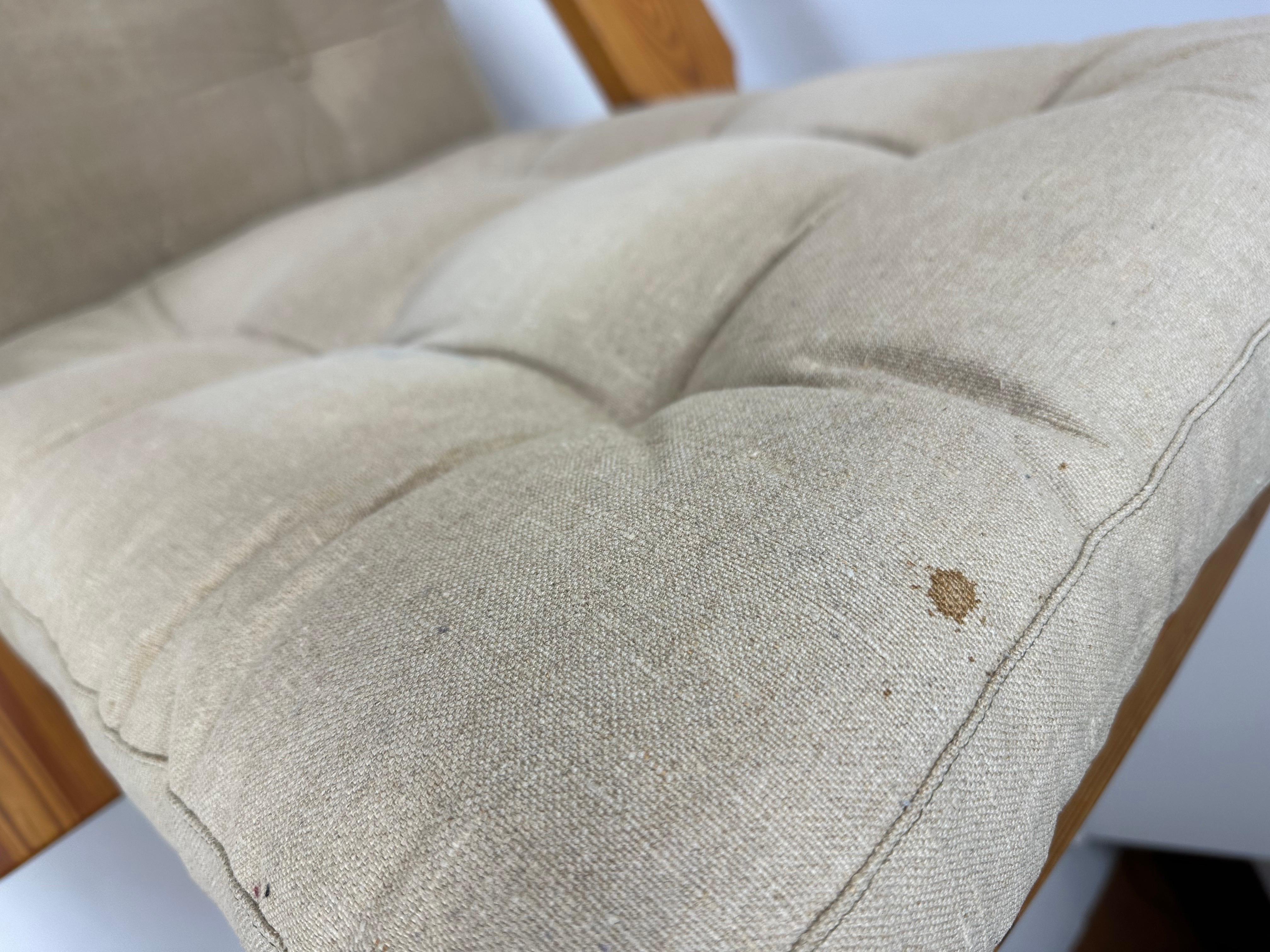 1970s Swedish Pine Chair and Ottoman For Sale 3