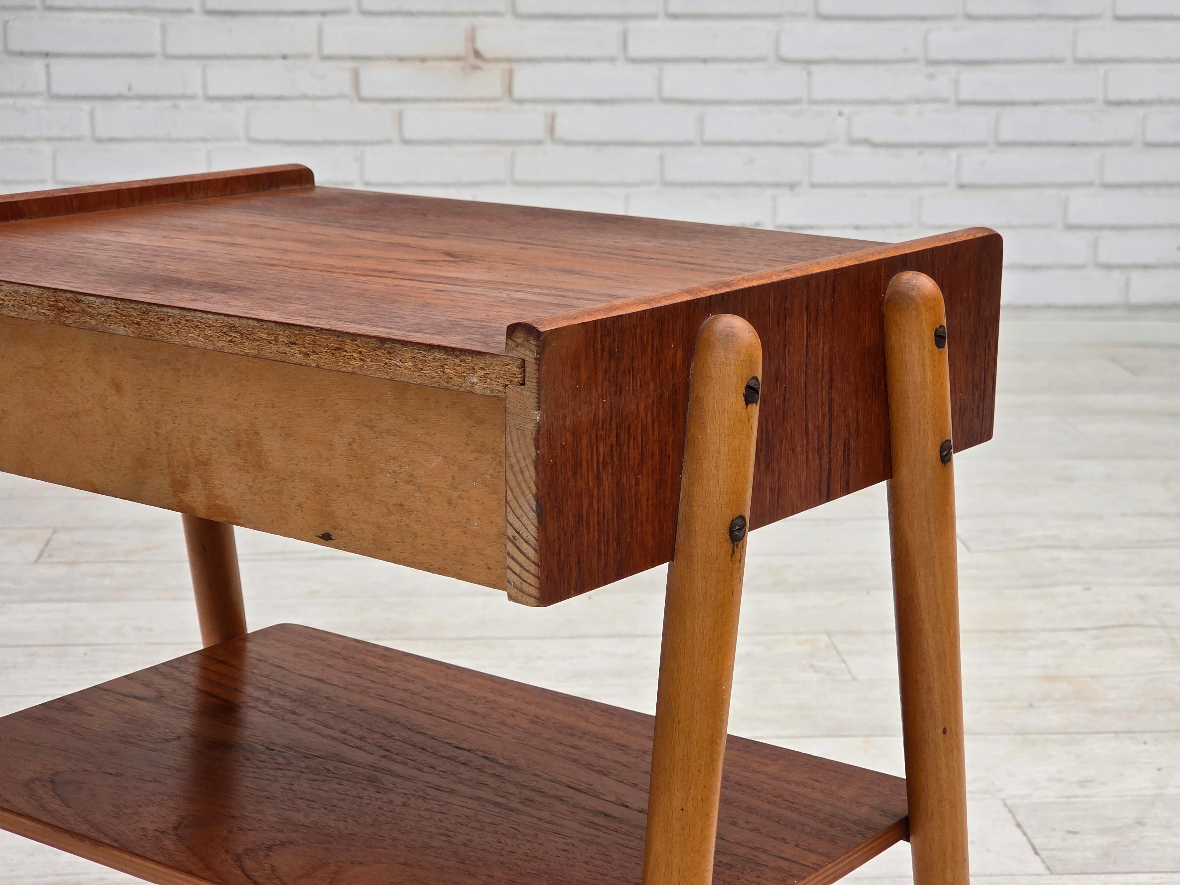 1970s, Swedish side table by AB Carlstrom with drawer, teak wood. in vendita 8