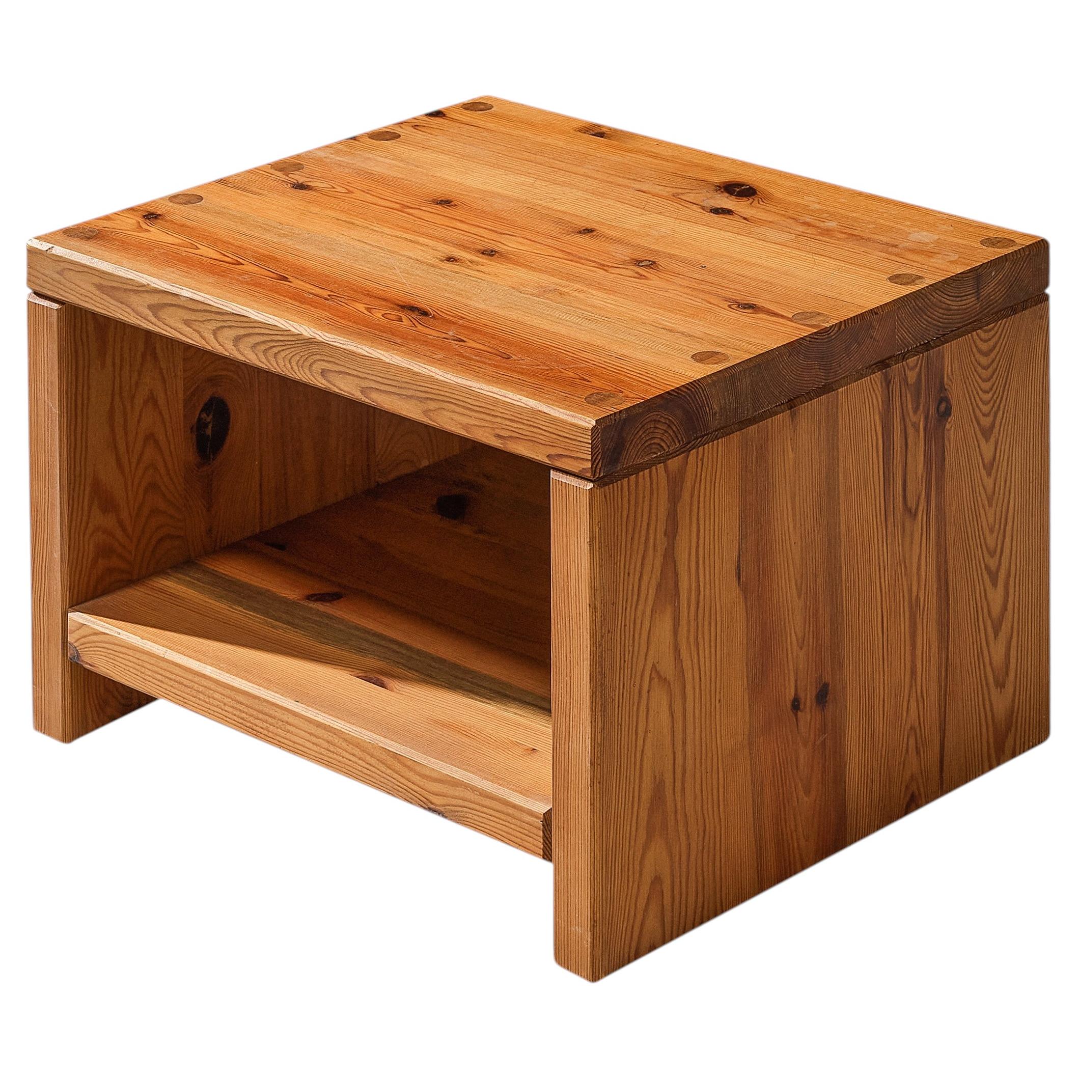 1970s Swedish Side Table in Solid Pine For Sale