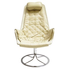 1970s Swedish Space Age Jetson Chair In Beige Leather By Bruno Mathsson For Dux
