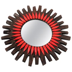 Specchio da parete svedese a raggiera degli anni '70