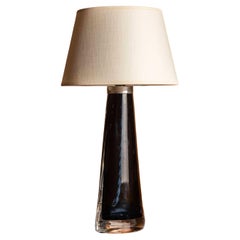 1970s Swedish Table Lamp in Blue Glass by Orrefors, Signed