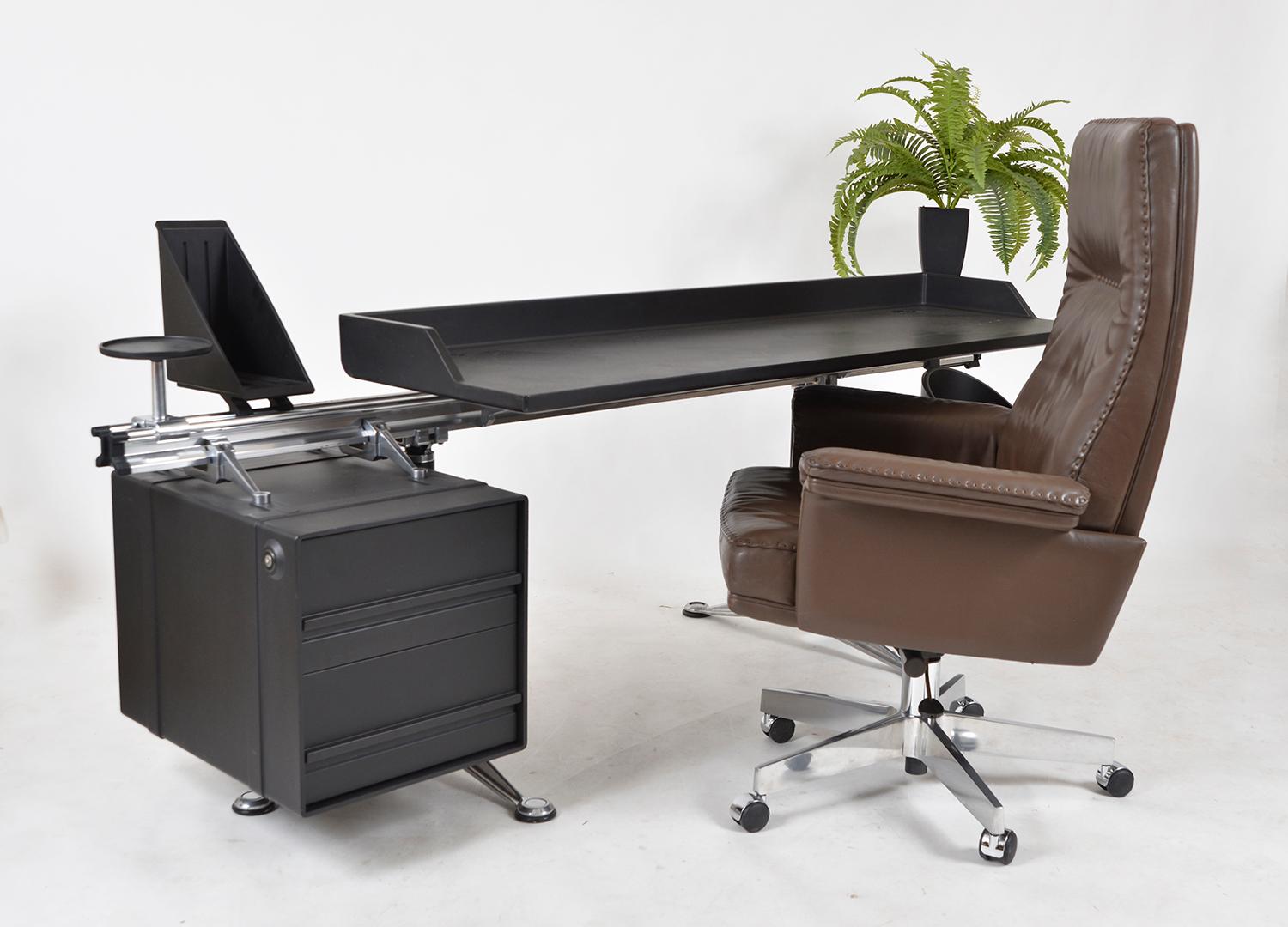 1970s Swiss De Sede Ds 35 Executive Swivel Leather Office Chair Armchair Castors 7