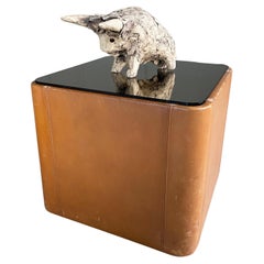 DeSede DS-66 Mirrored Glass & Leather Side Table Carl Larsson, 1978