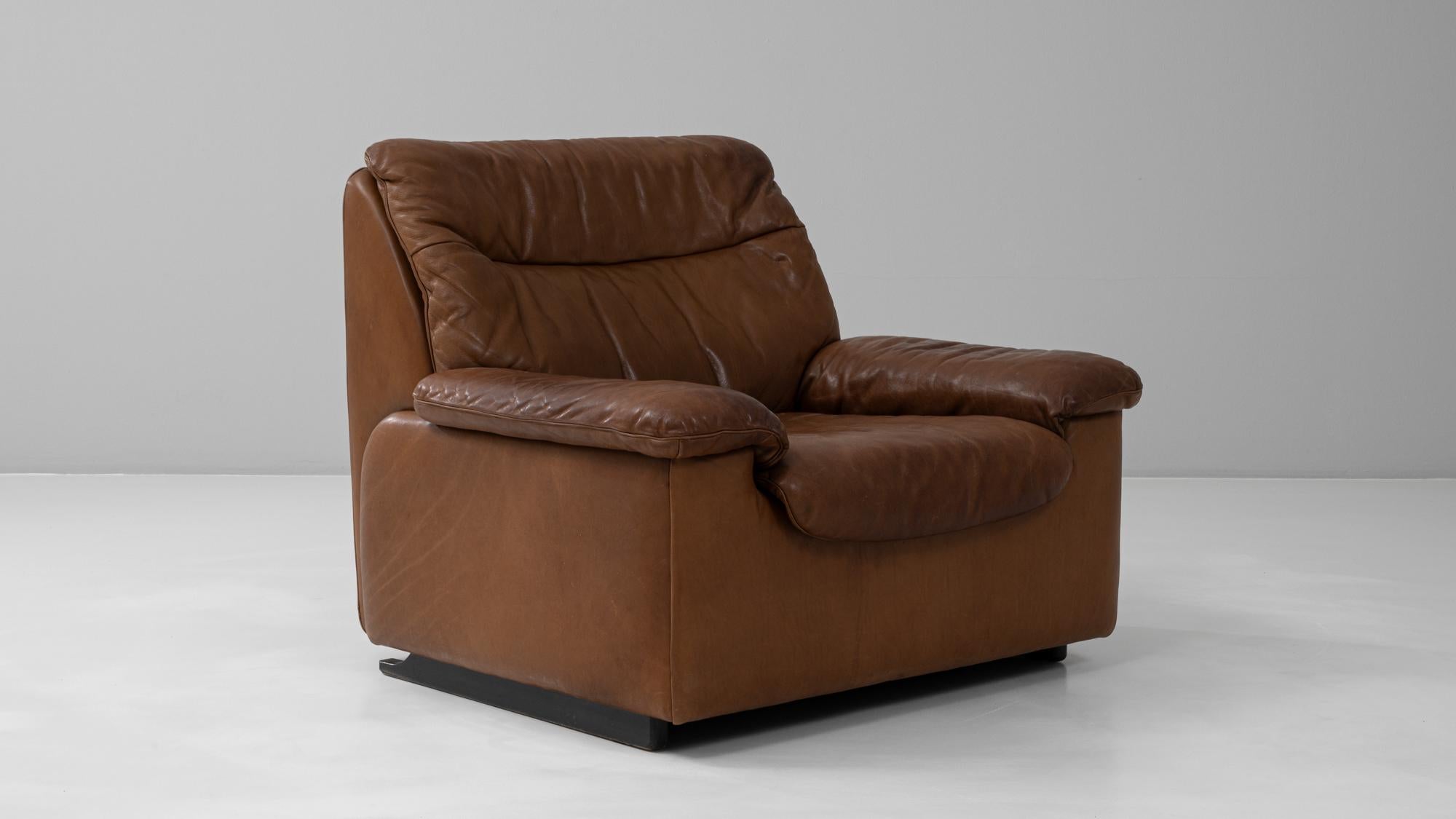 Cuir 1970 Swiss DS-66 Recliner Armchair By De Sede en vente