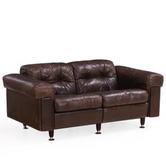 1970s Swiss Modern Leather Loveseat in the Style of De Sede