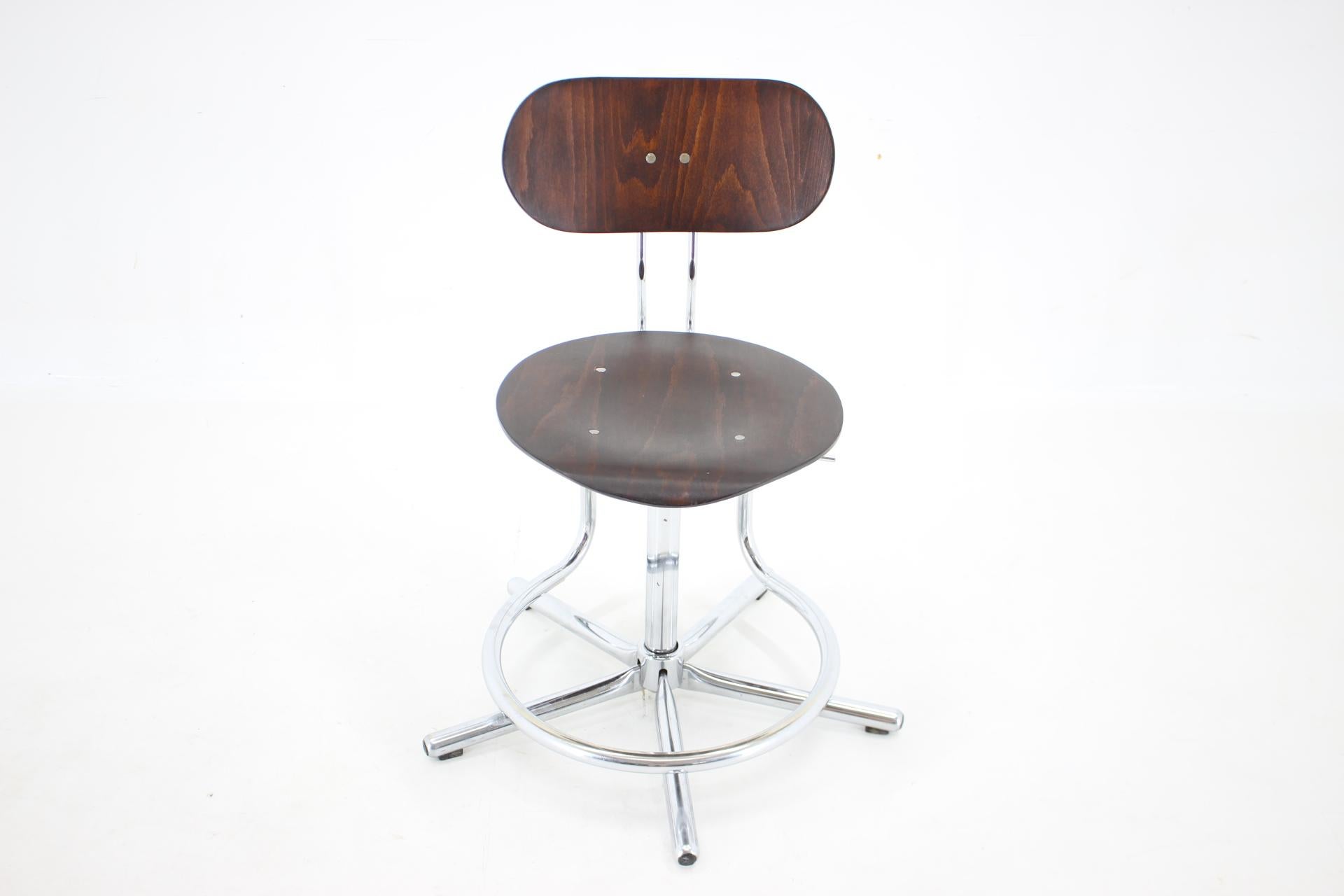 Mid-Century Modern 1970s Swivel Adjustable Chair, Czechoslovakia For Sale