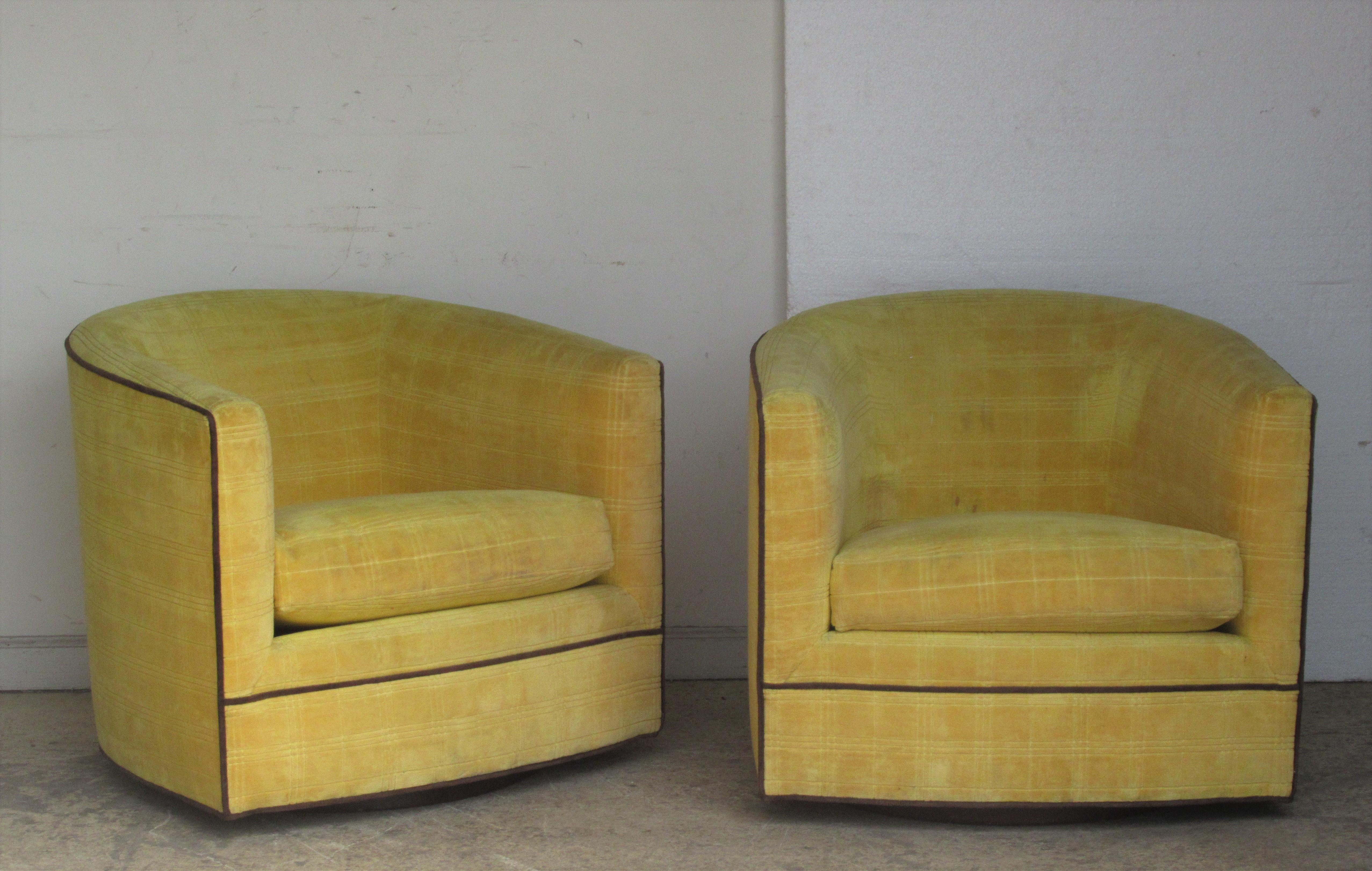 1970s Swivel Barrel Chairs in the style of Milo Baughman 13