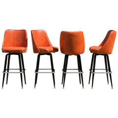 1970's Swivel Barstools, Set of Four