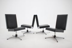 1970s Swivel Chair in Black Leatherette, Czechoslovakia