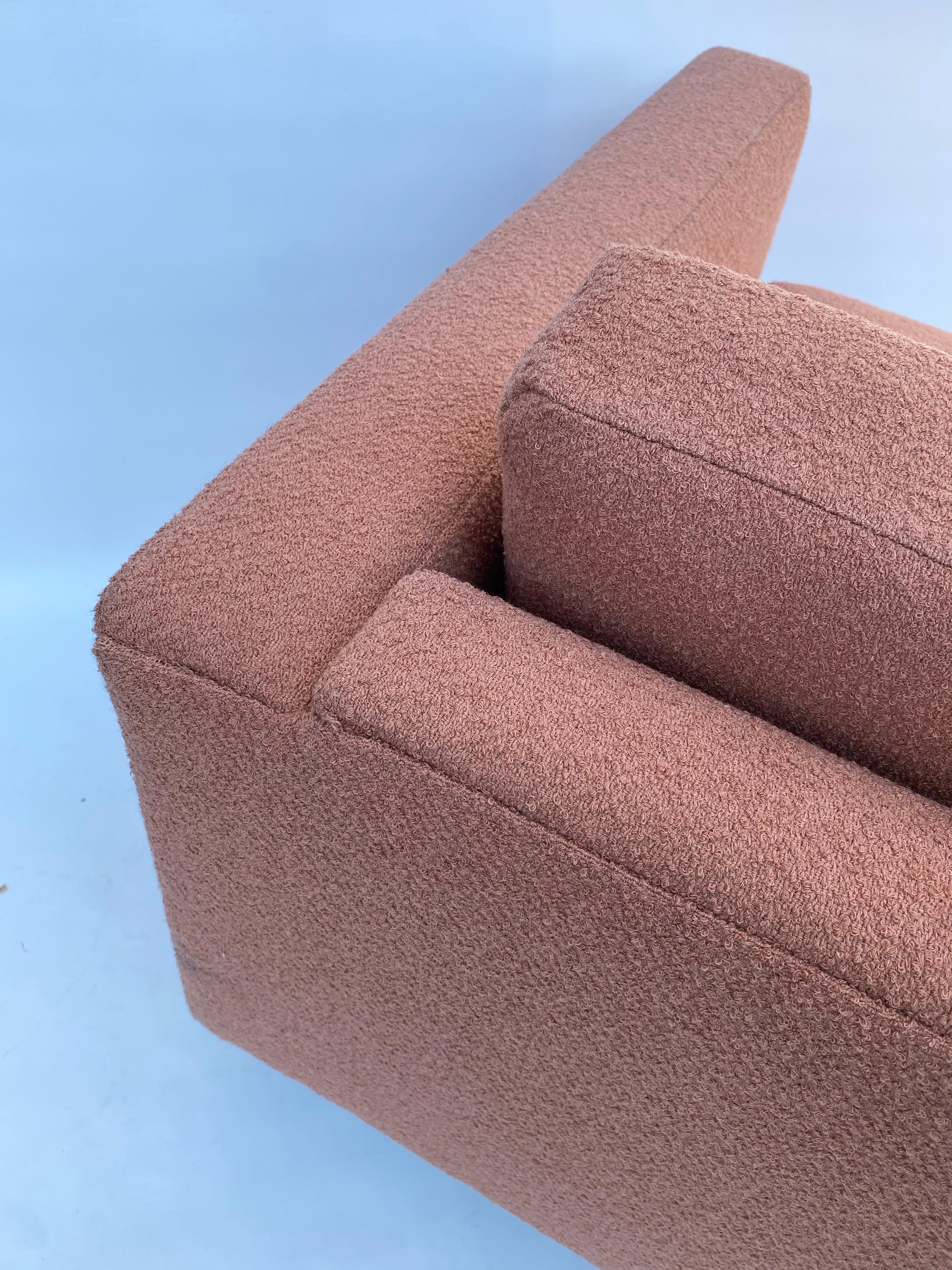 1970er Jahre Drehbarer Würfelsessel Chrom Pfirsich Boucle Vintage Midcentury Postmodern im Angebot 10