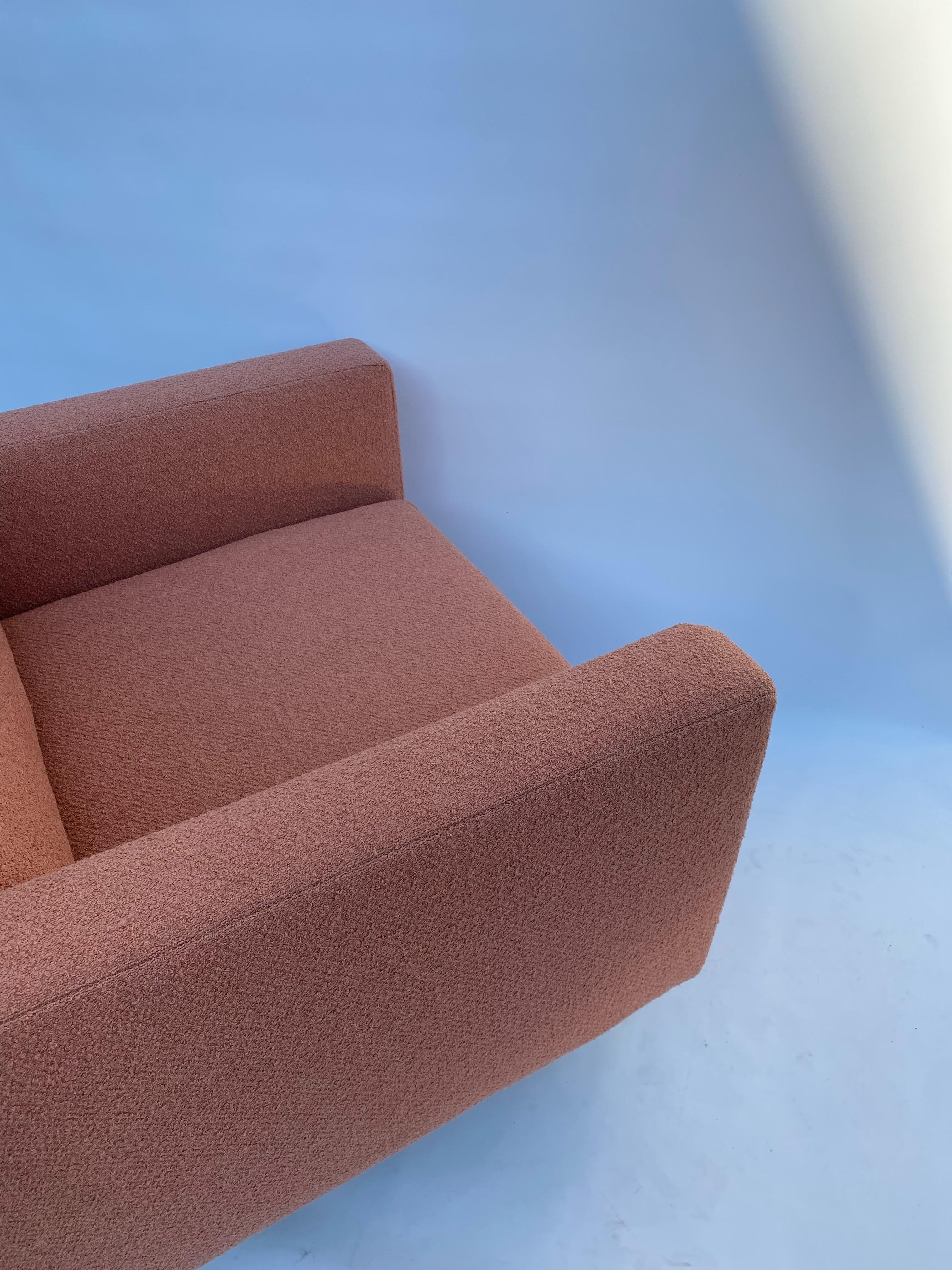 1970er Jahre Drehbarer Würfelsessel Chrom Pfirsich Boucle Vintage Midcentury Postmodern im Angebot 12