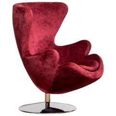 1970s, Swivel Lounge Egg Chair on Chrome Stand Colored in Bordeaux Red Baby Roy