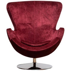 1970s Swivel Lounge Egg Chair on Chrome Stand in Bordeaux Red