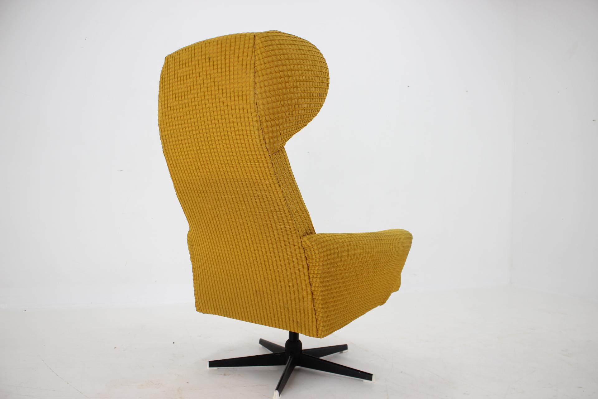 Metal 1970s Swivel Wing Chair, Czechoslovakia For Sale
