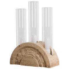 1970s Table Lamp by Fratelli Mannelli in Travertine and Glass