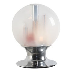 Lampada da tavolo anni '70 di Selenova in cromo, ottone e vetro trasparente sfumato