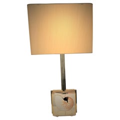 1970s Table Lamp with Seashell Inclusion in Lucite