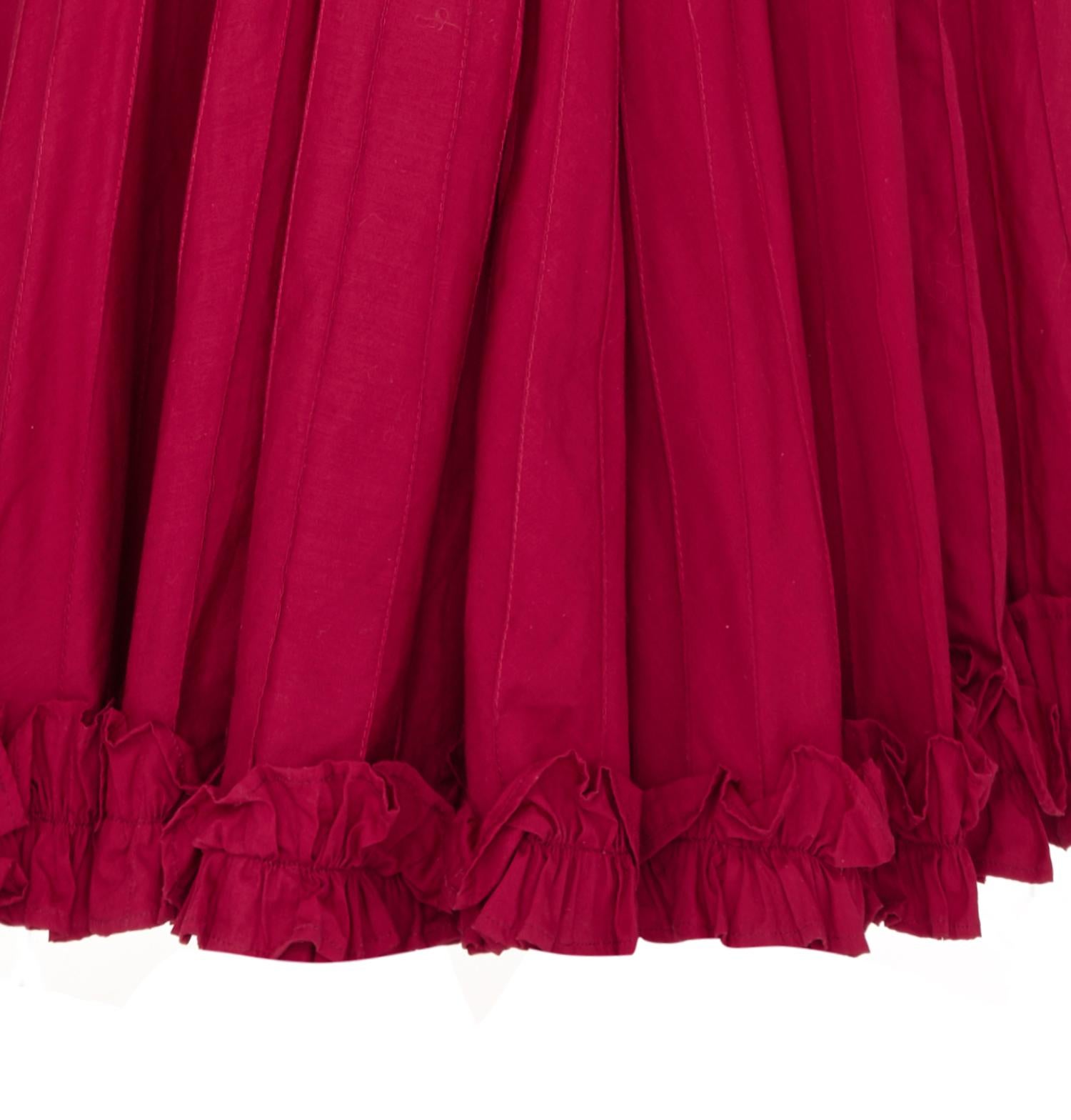 1970s Tachi Castillo Crimson Mexicana Blouse and Skirt  For Sale 1