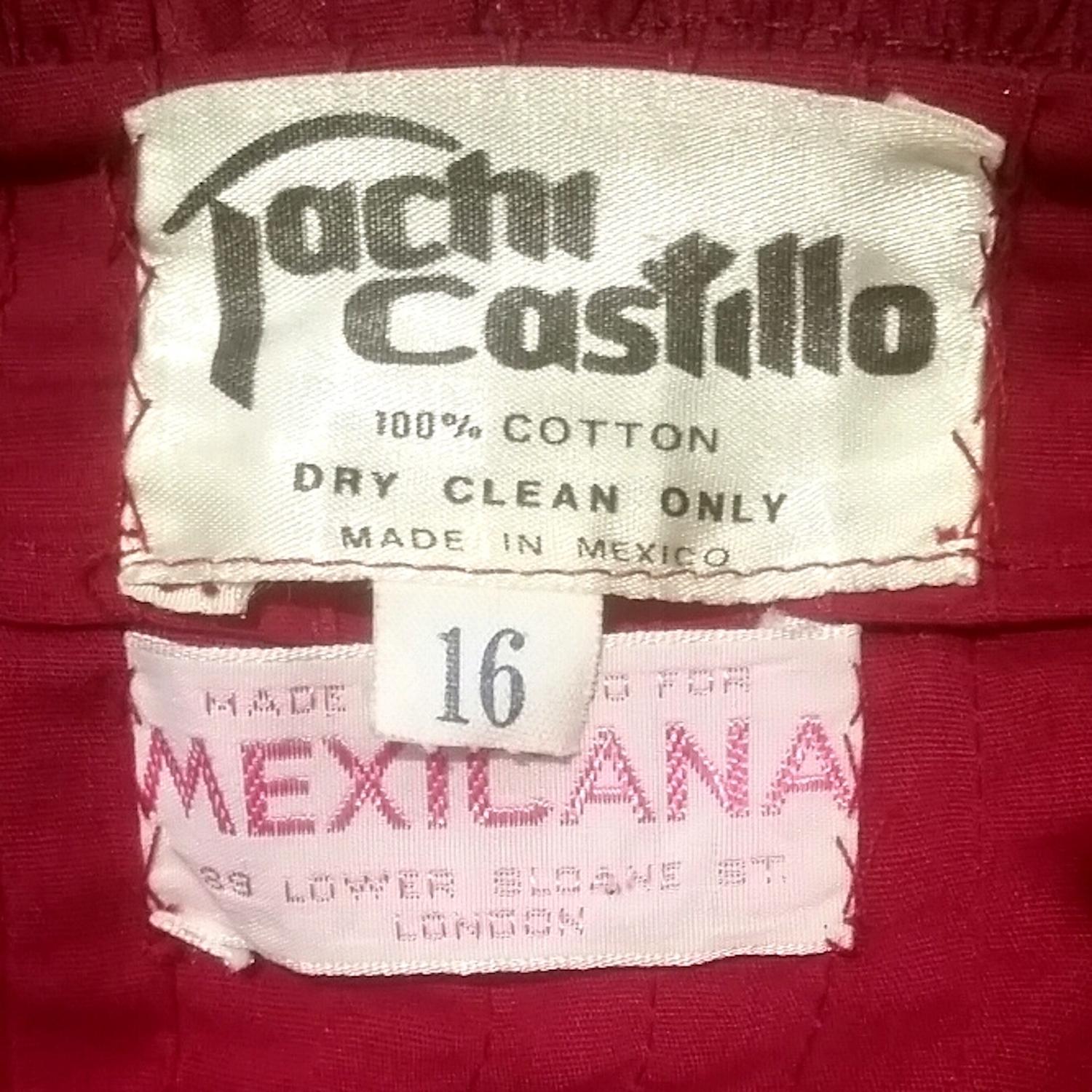 1970s Tachi Castillo Crimson Mexicana Blouse and Skirt  For Sale 2