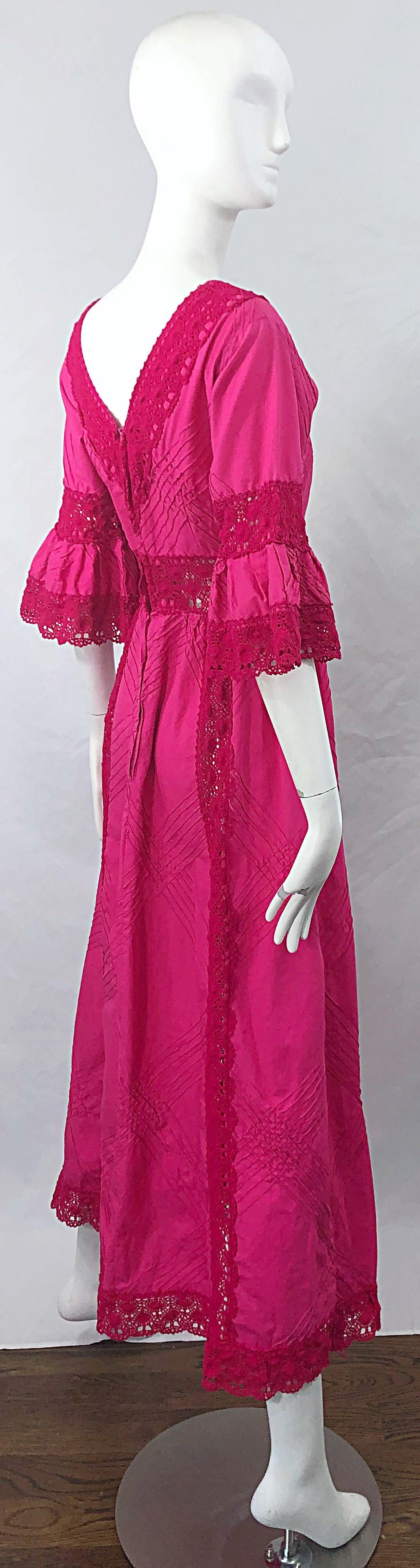 hot pink 70s dress