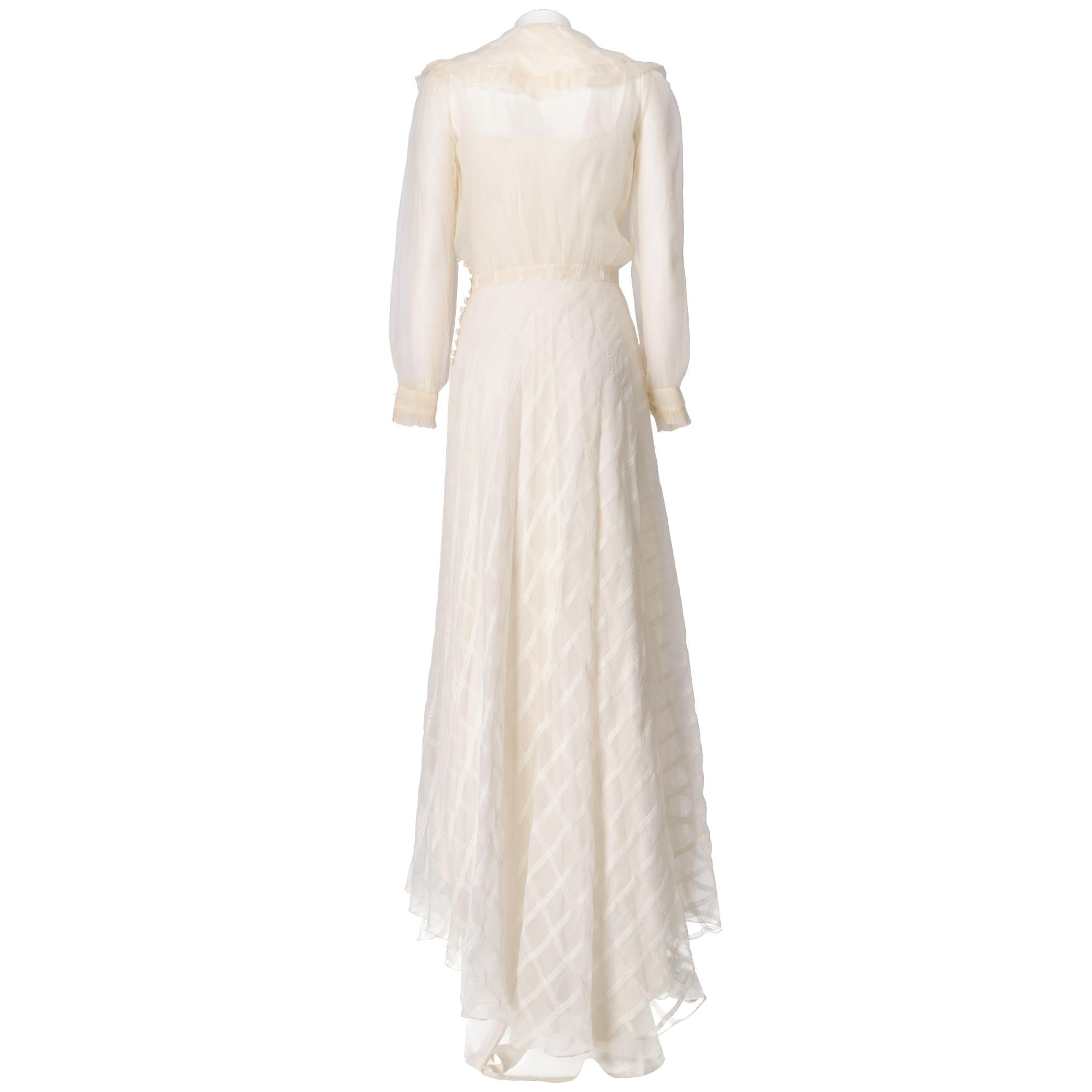 Beige 1970s Tailored Semitransparent Wedding Dress