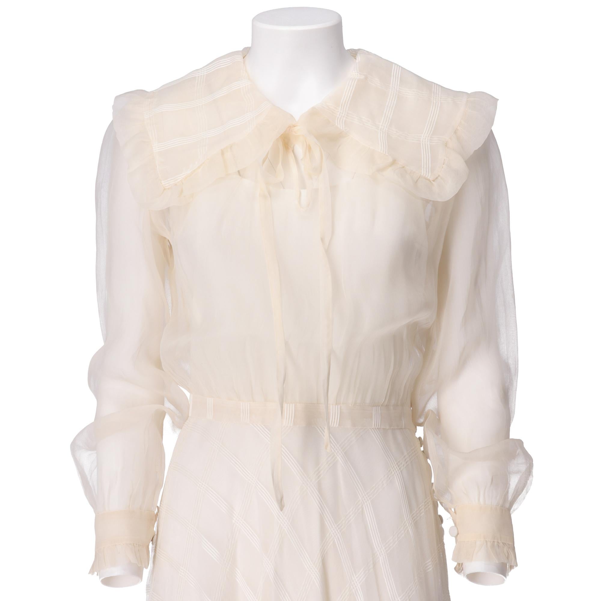 Women's 1970s Tailored Semitransparent Wedding Dress