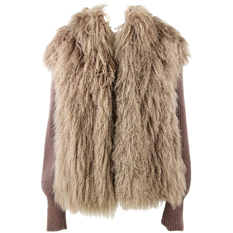 1970s Tailoring Brown Jacket in Mongolia Fur For Sale at 1stdibs