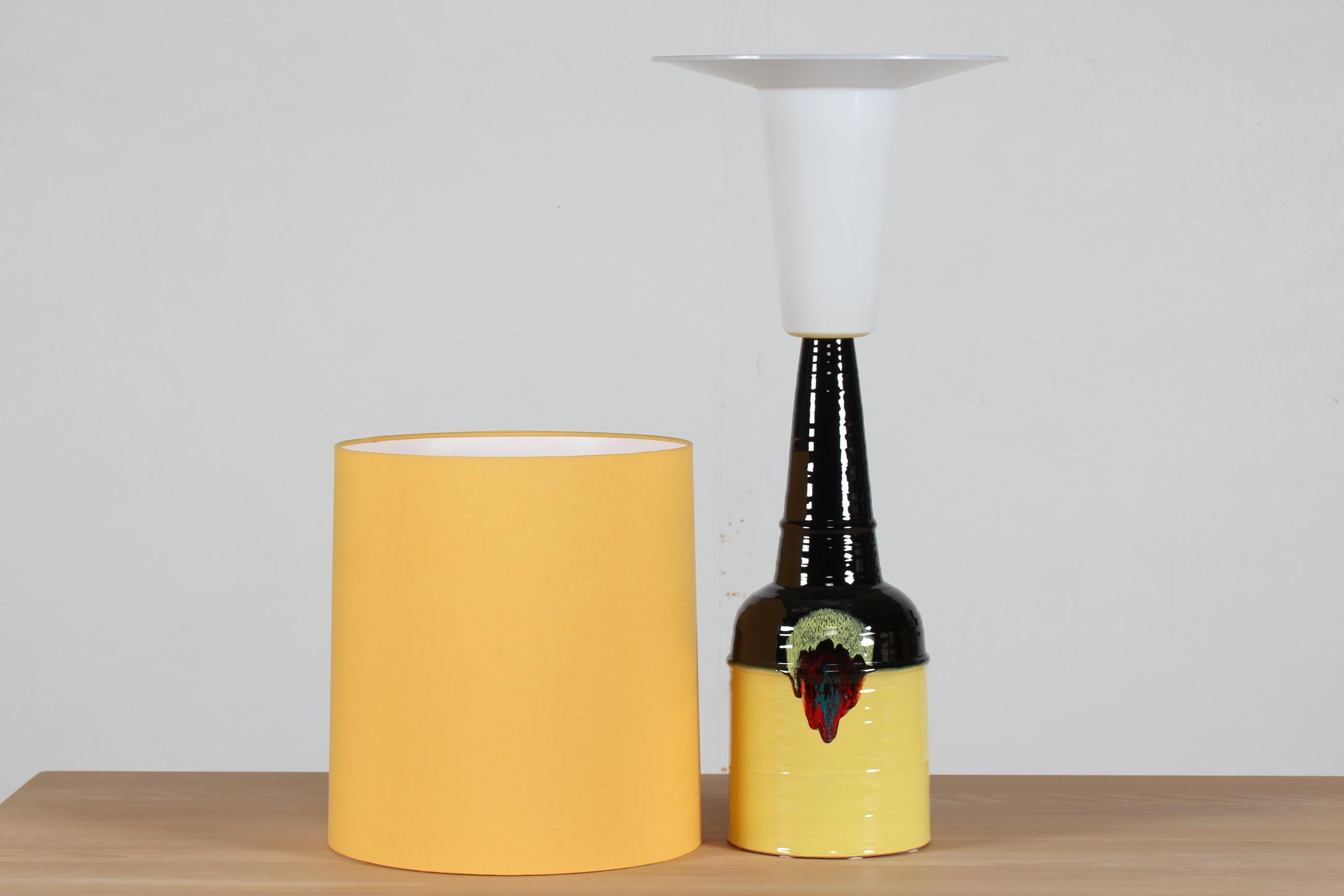 Danish 1970s Tall Bjørn Wiinblad Ceramic Table Lamp for Rosentahl with New Shade For Sale