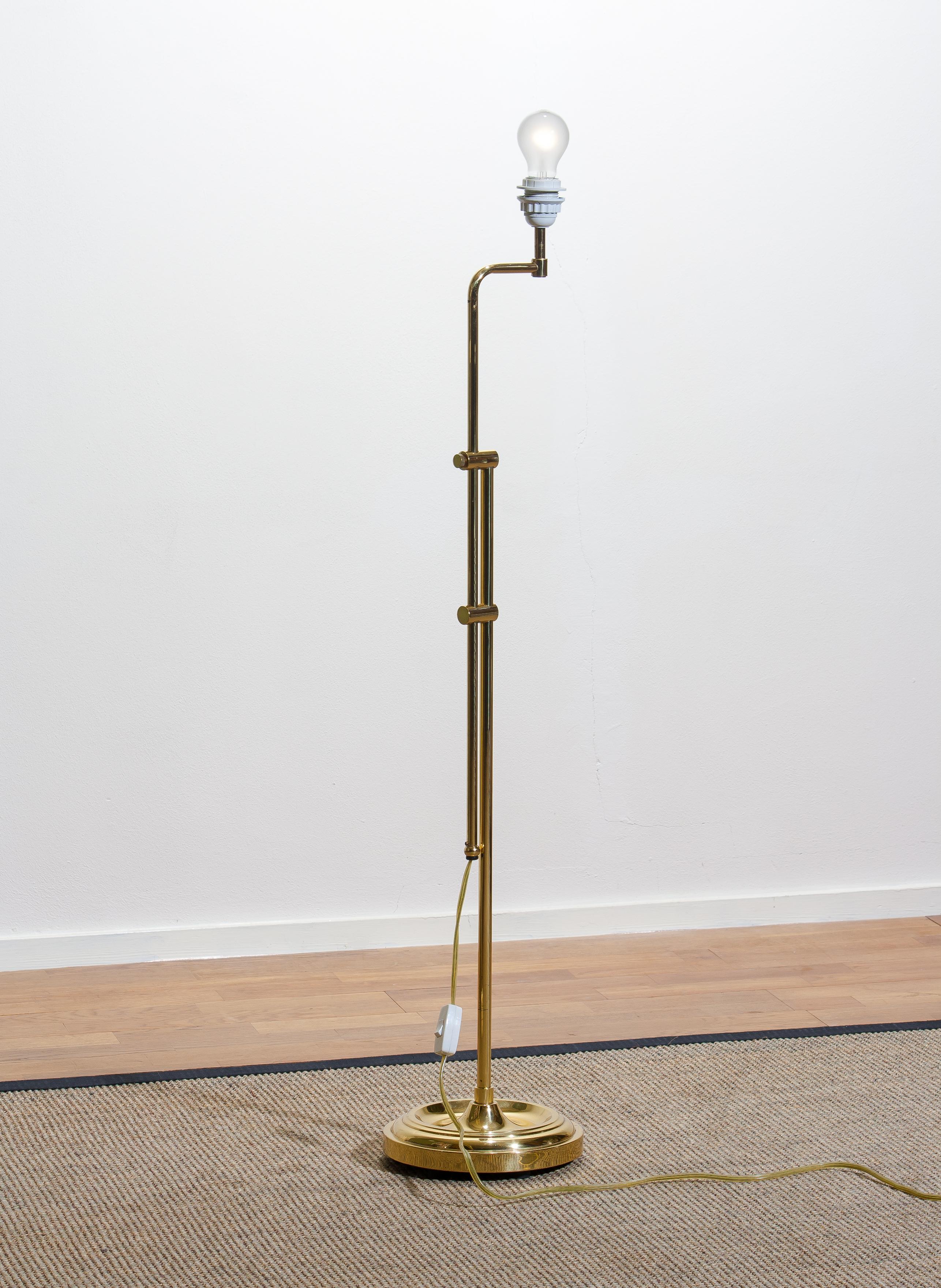 1970s Tall Brass Hollywood Regency Swing Arm Floor Lamp by Örsjö, Sweden 5