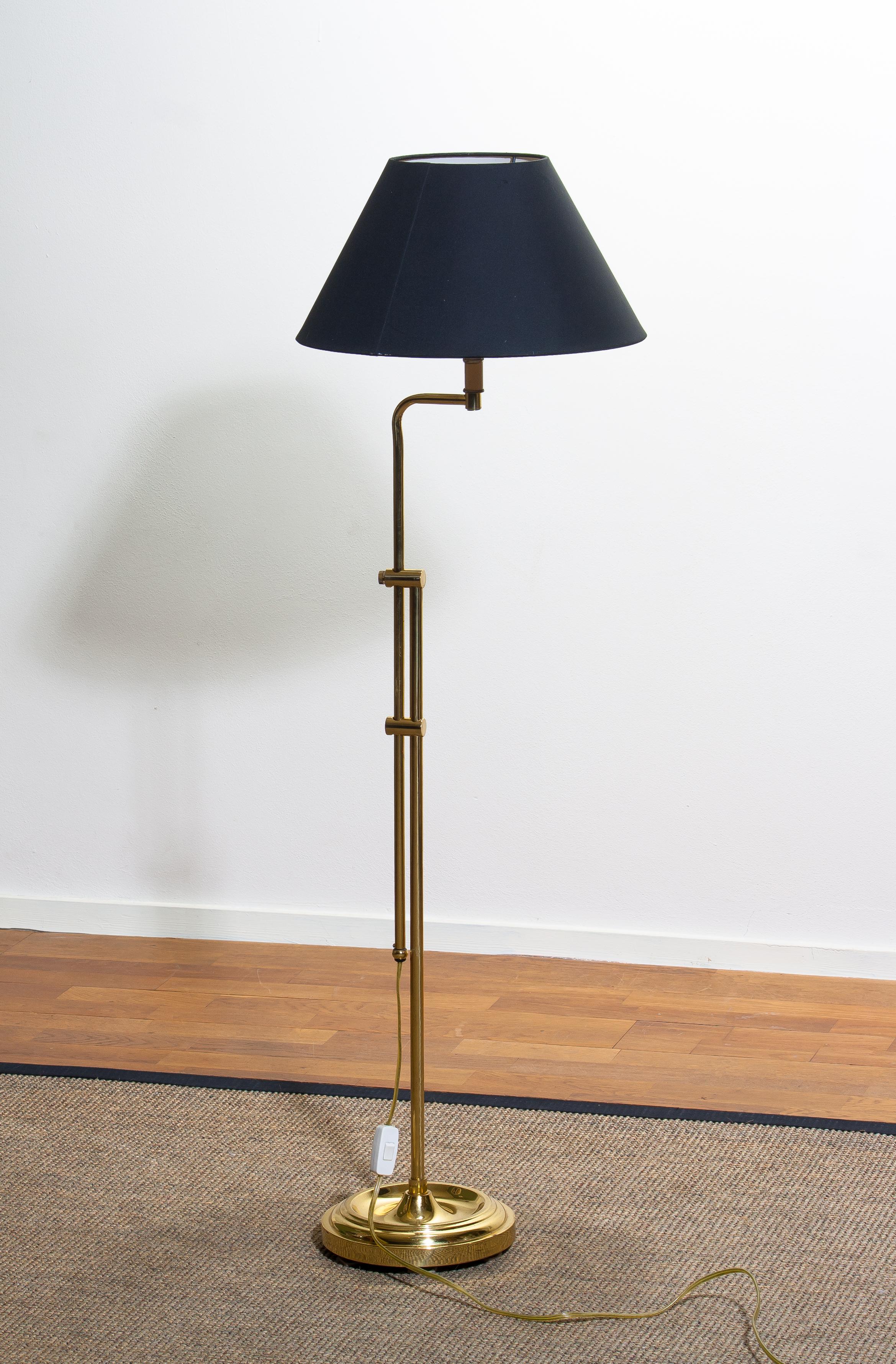 1970s Tall Brass Hollywood Regency Swing Arm Floor Lamp by Örsjö, Sweden 2