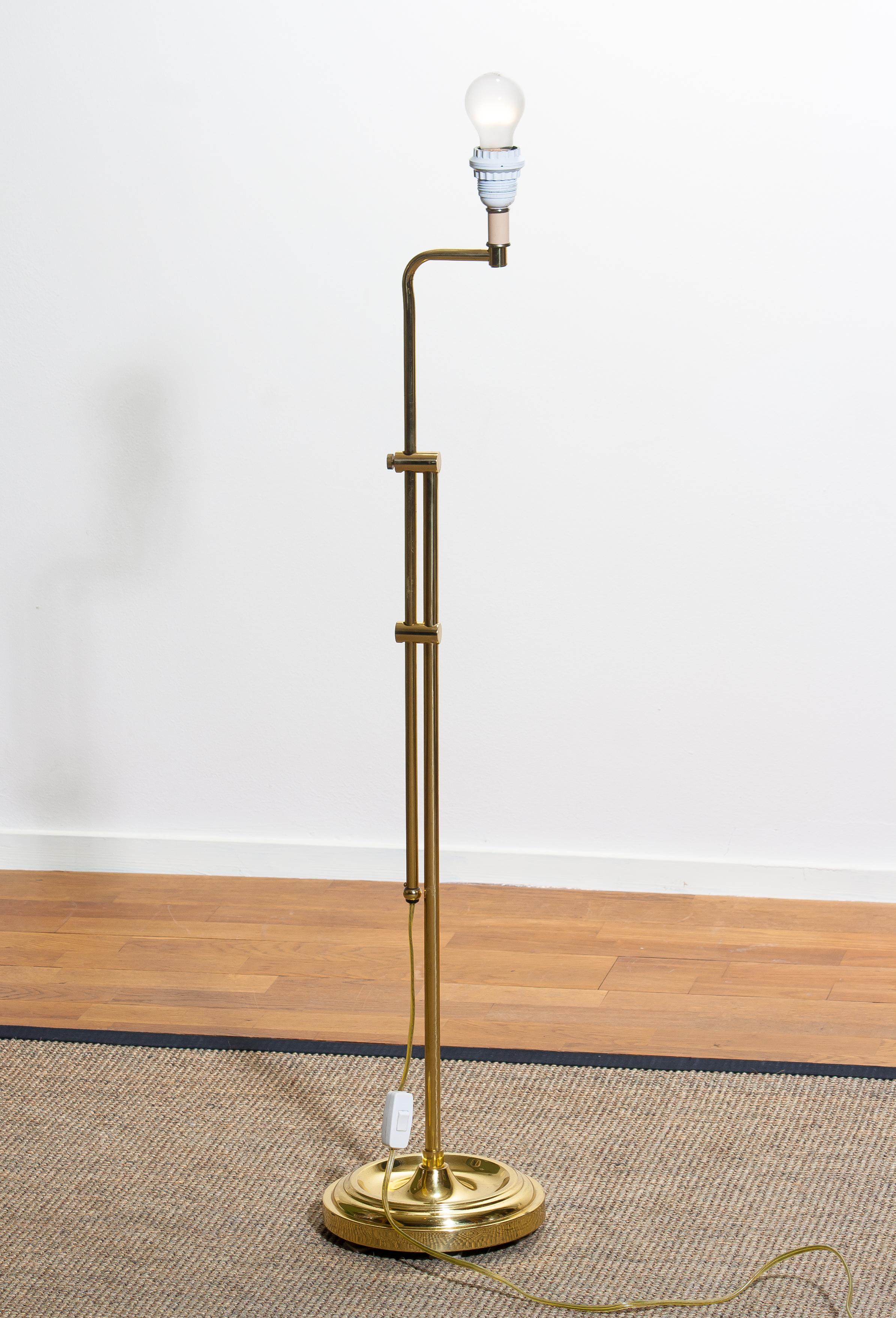 1970s Tall Brass Hollywood Regency Swing Arm Floor Lamp by Örsjö, Sweden 3