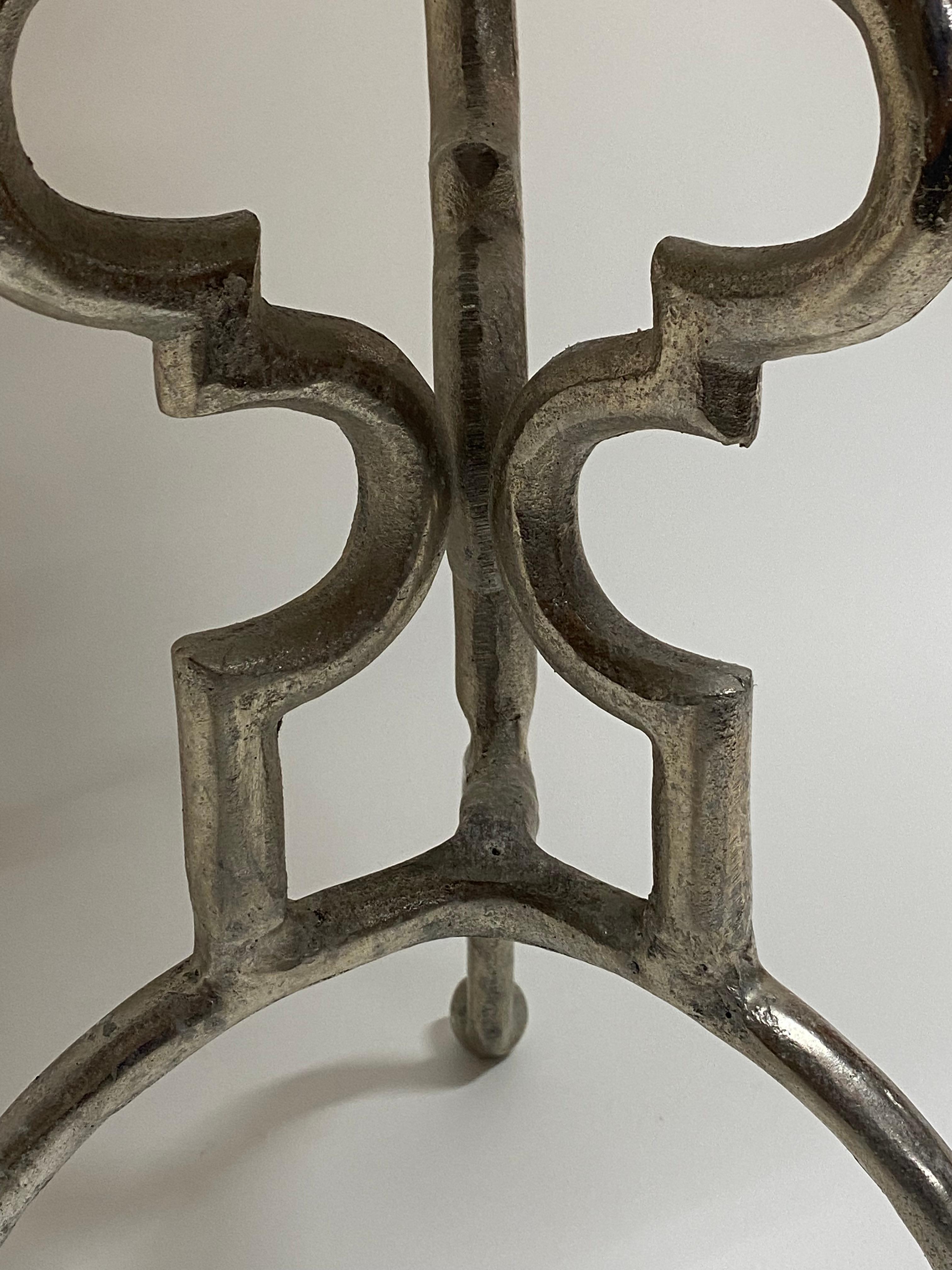 1970s Tall Cast Aluminum Brutalist Accent Table For Sale 6