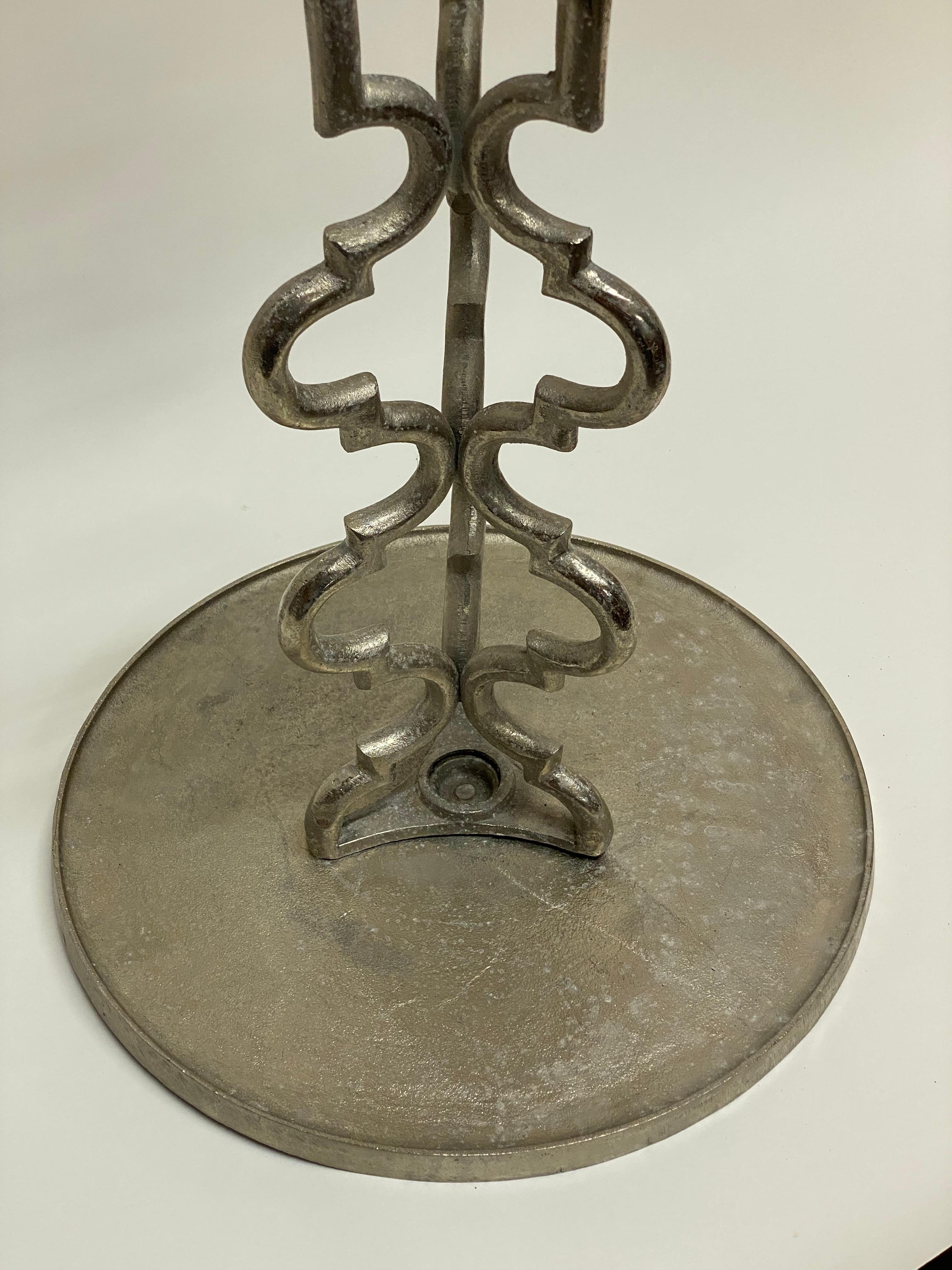 1970s Tall Cast Aluminum Brutalist Accent Table For Sale 9