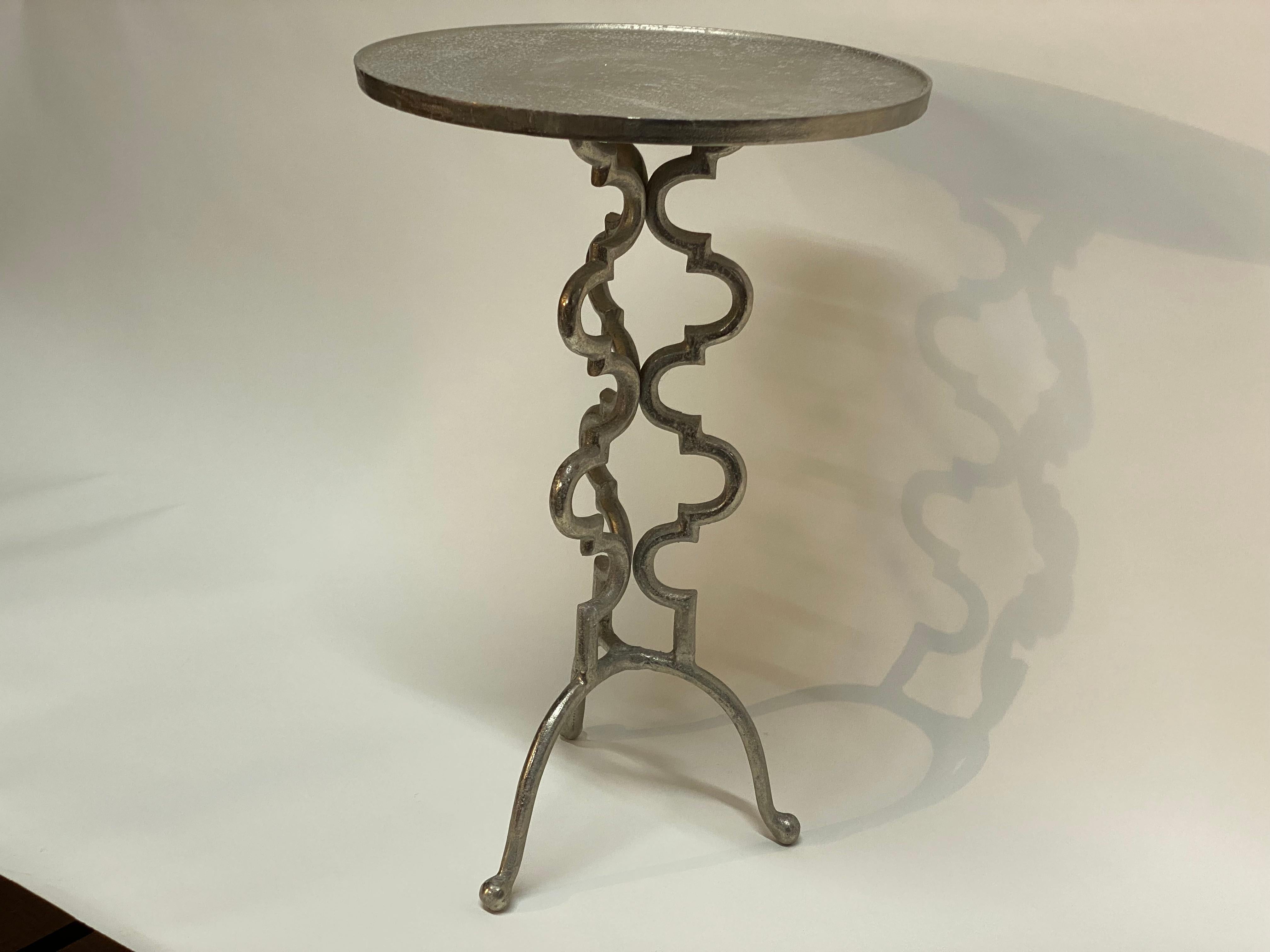 20th Century 1970s Tall Cast Aluminum Brutalist Accent Table For Sale