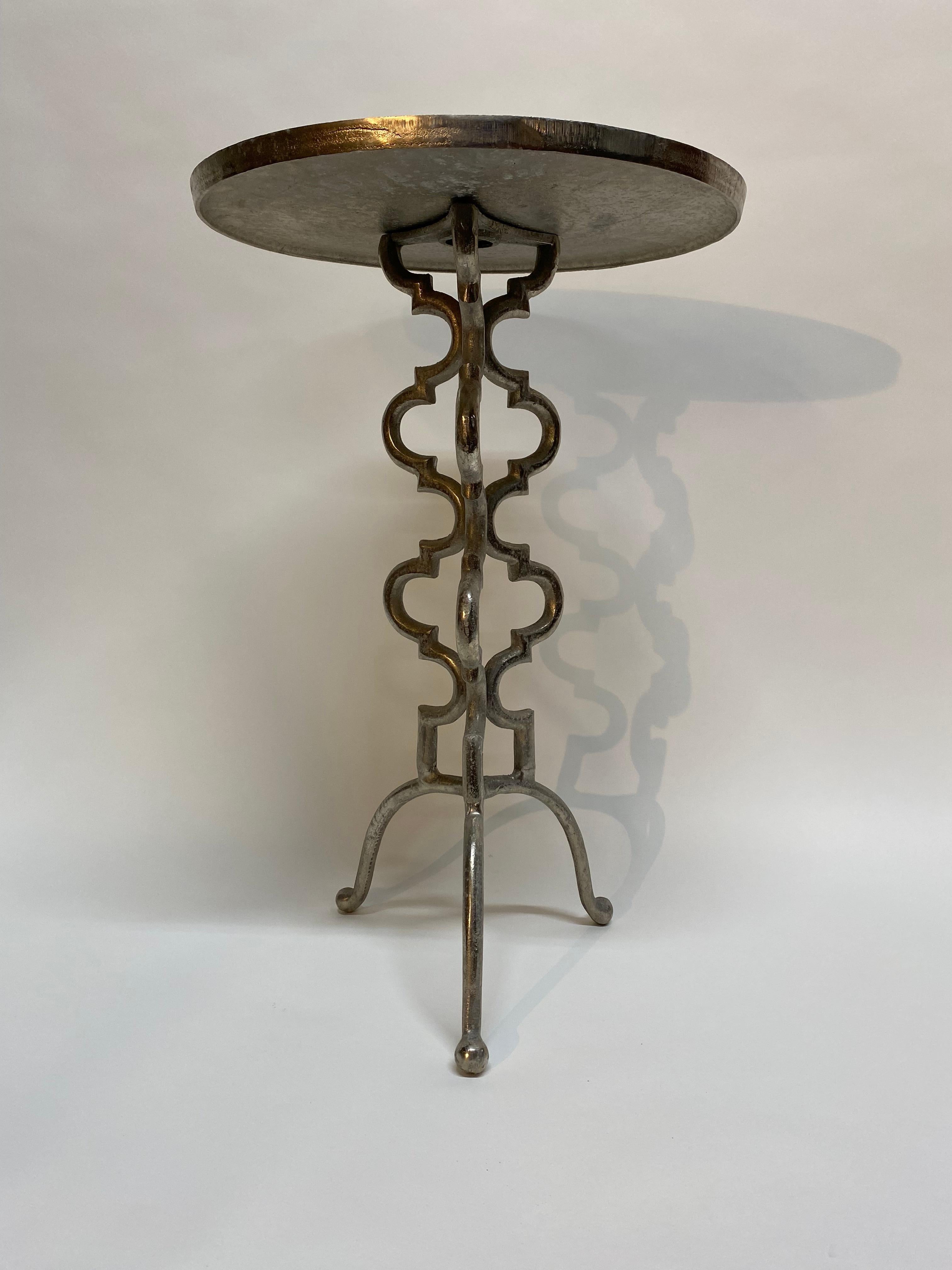 1970s Tall Cast Aluminum Brutalist Accent Table For Sale 1