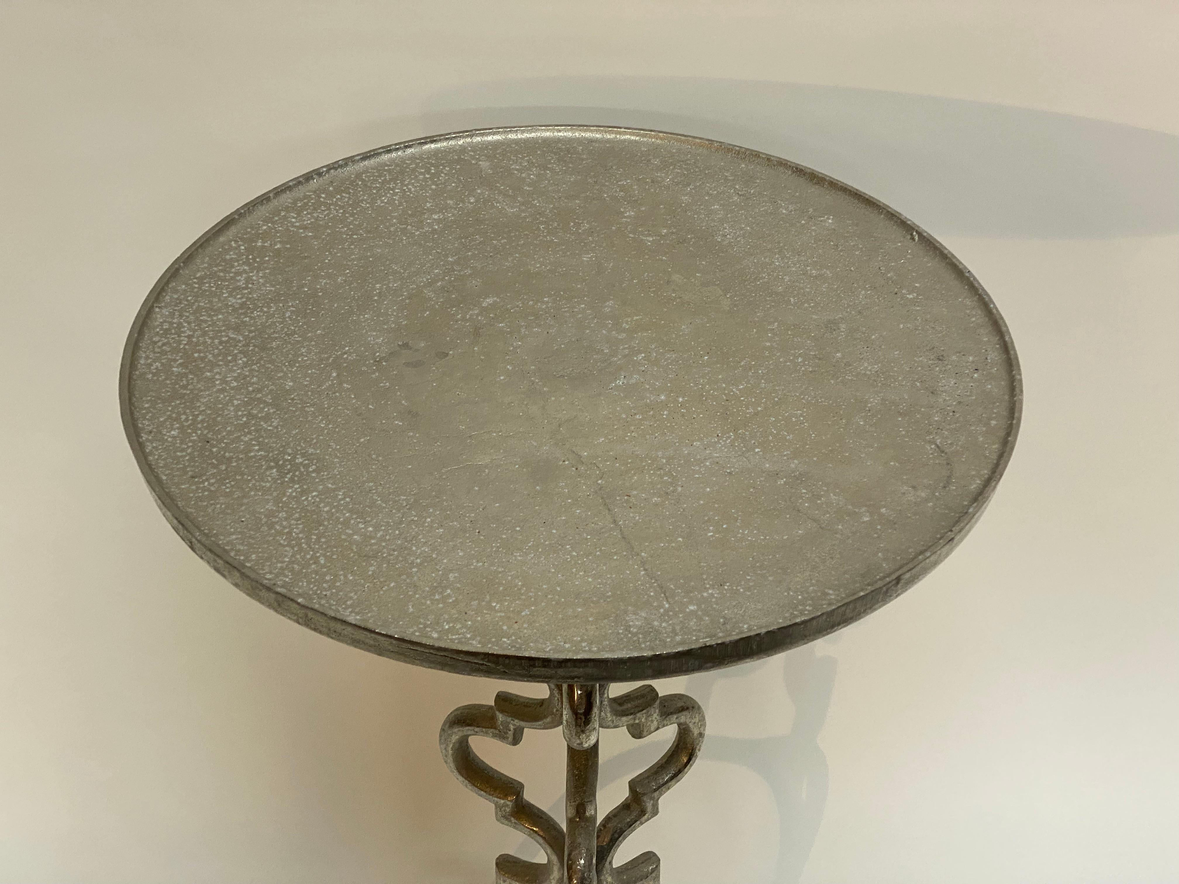 1970s Tall Cast Aluminum Brutalist Accent Table For Sale 3