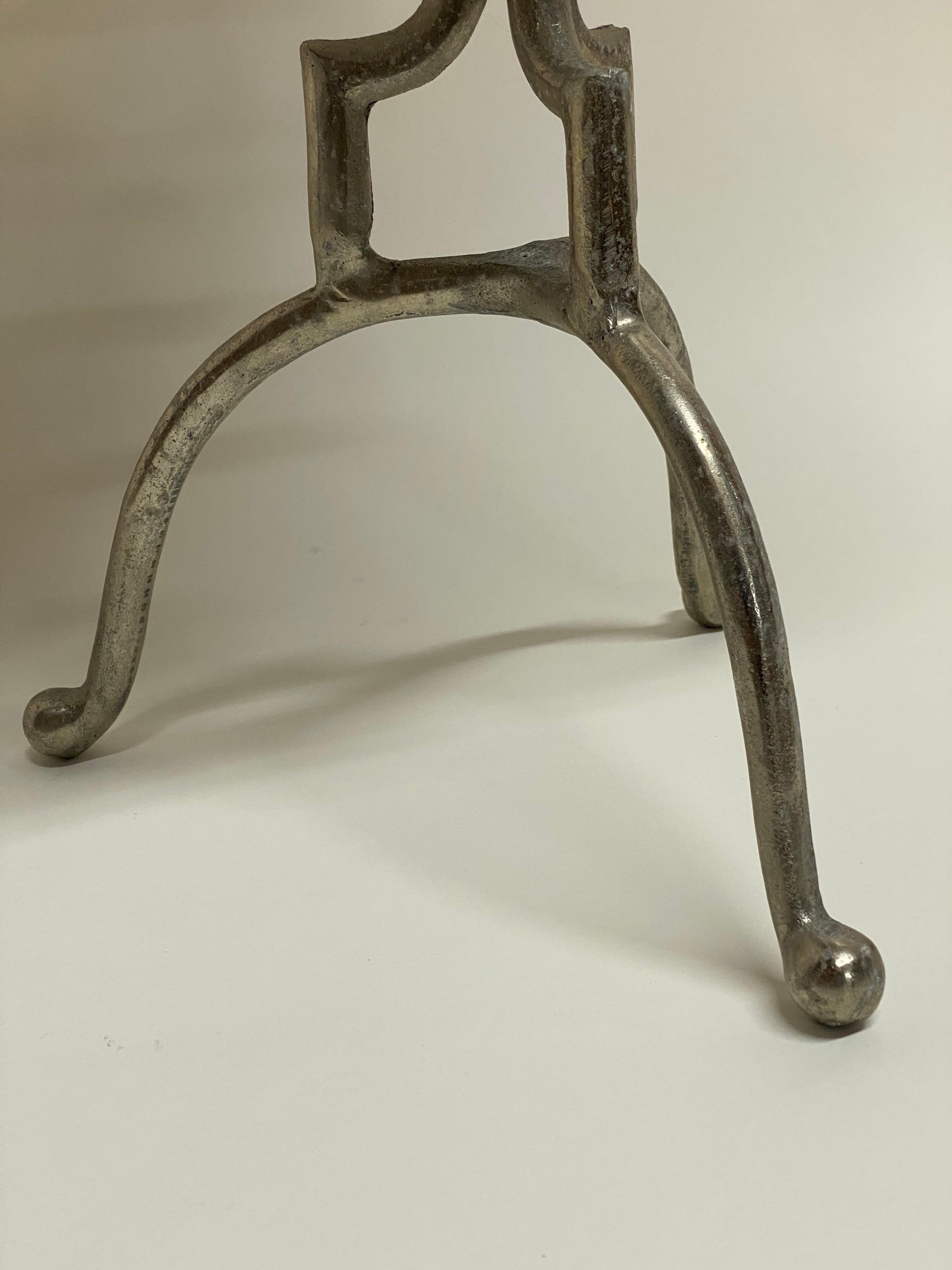 1970s Tall Cast Aluminum Brutalist Accent Table For Sale 5