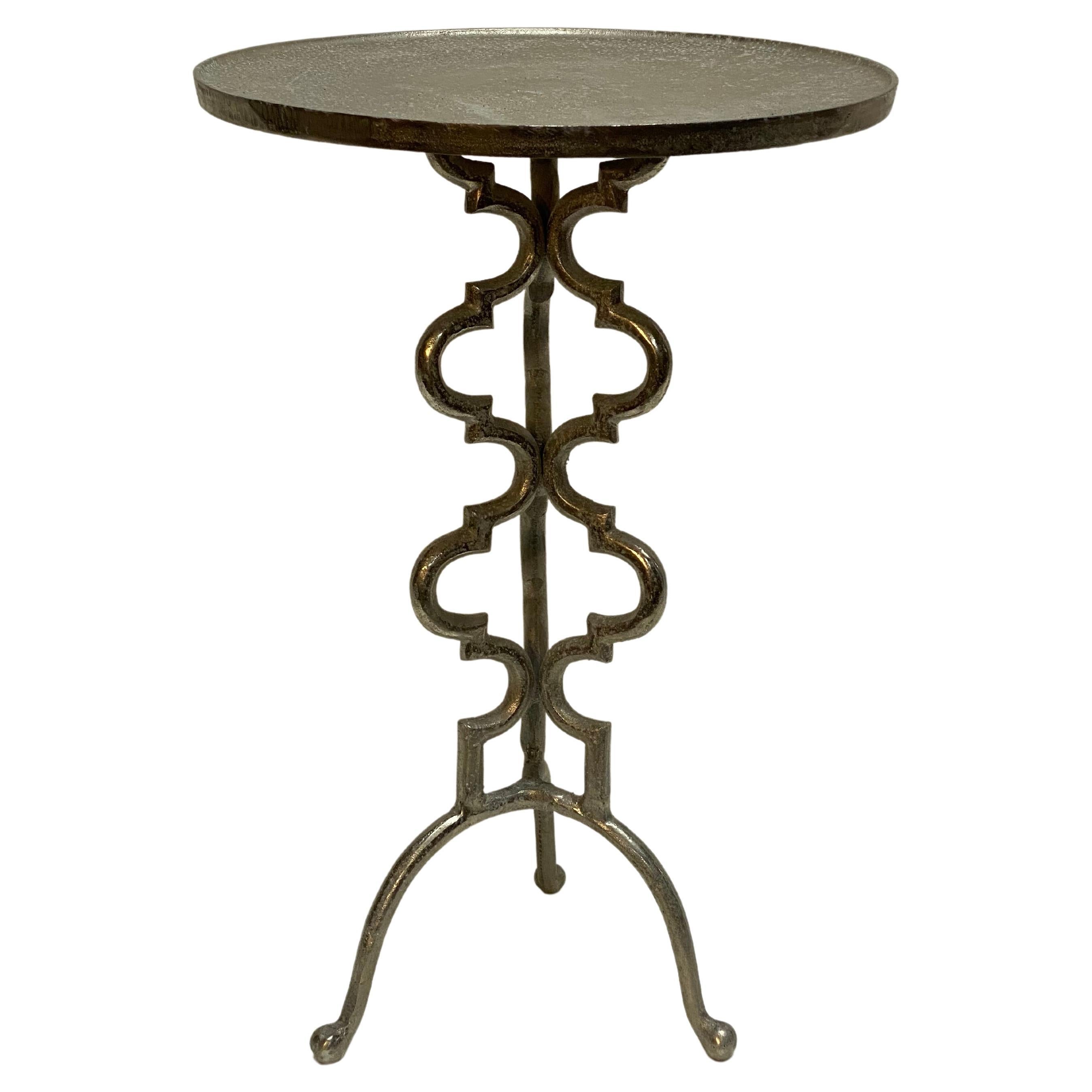 1970s Tall Cast Aluminum Brutalist Accent Table For Sale