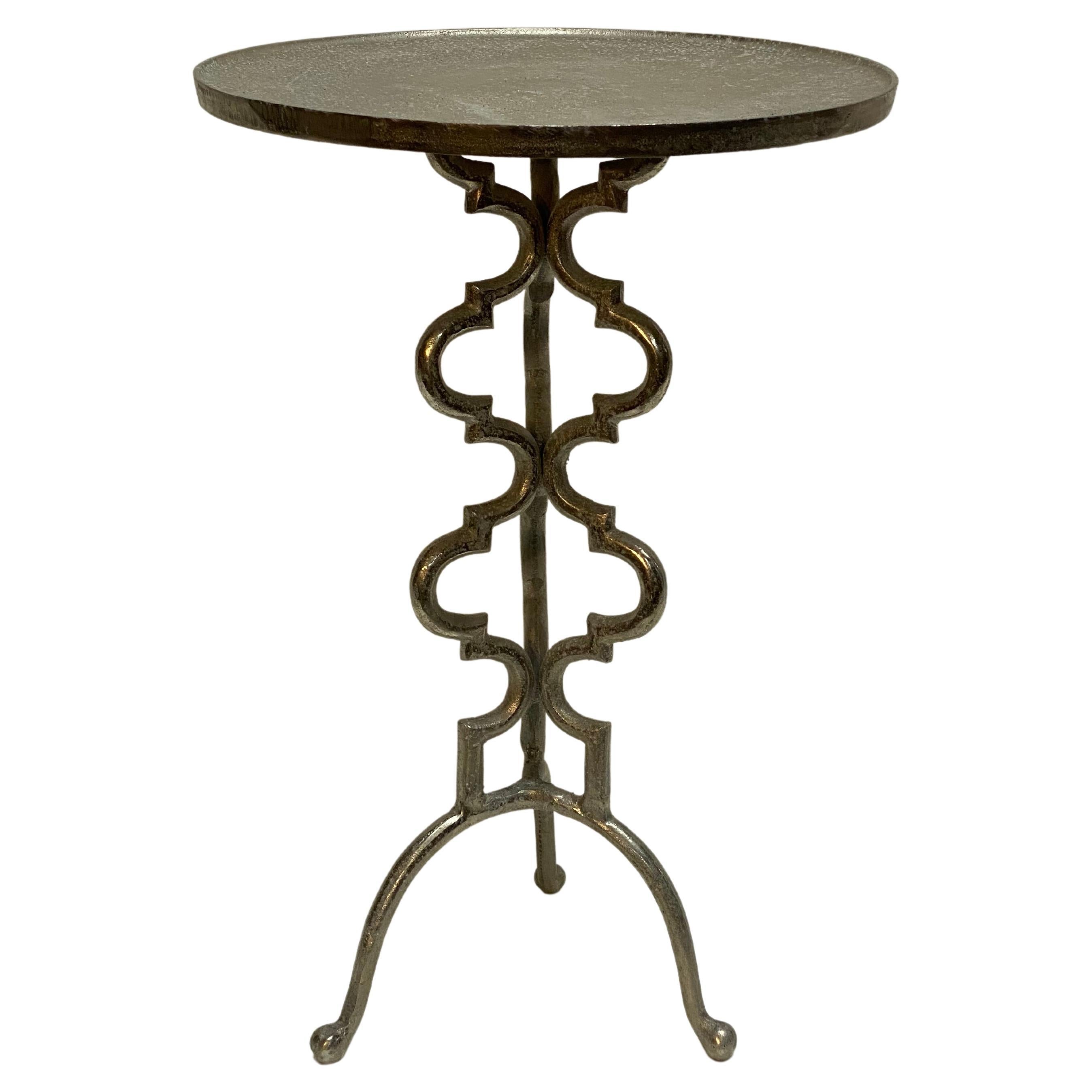 1970s Tall Cast Aluminum Brutalist Accent Table