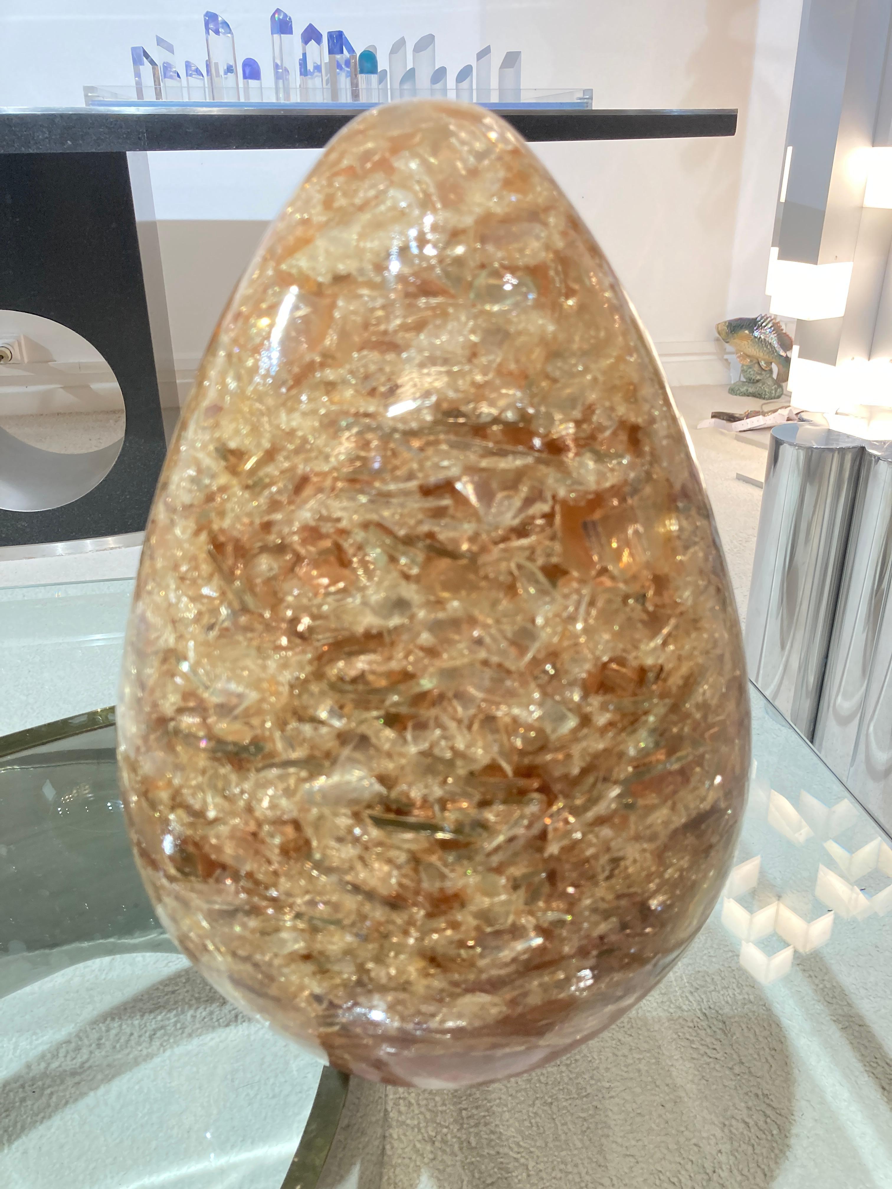 French 1970's tall crushed ice egg attributed to Pierre Giraudon For Sale