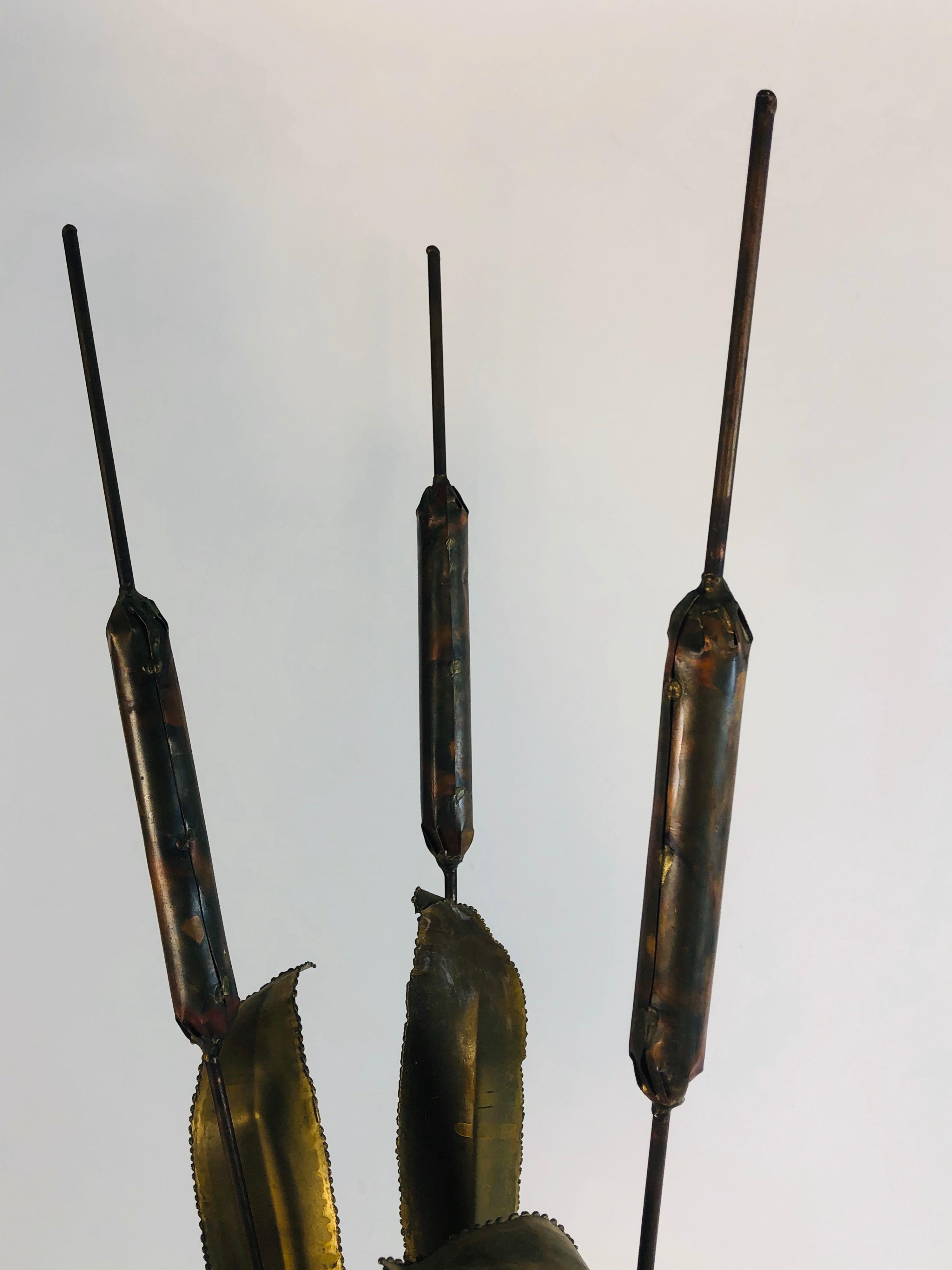 Mid-Century Modern 1970s Tall Metal Cat Tail Sculpture For Sale